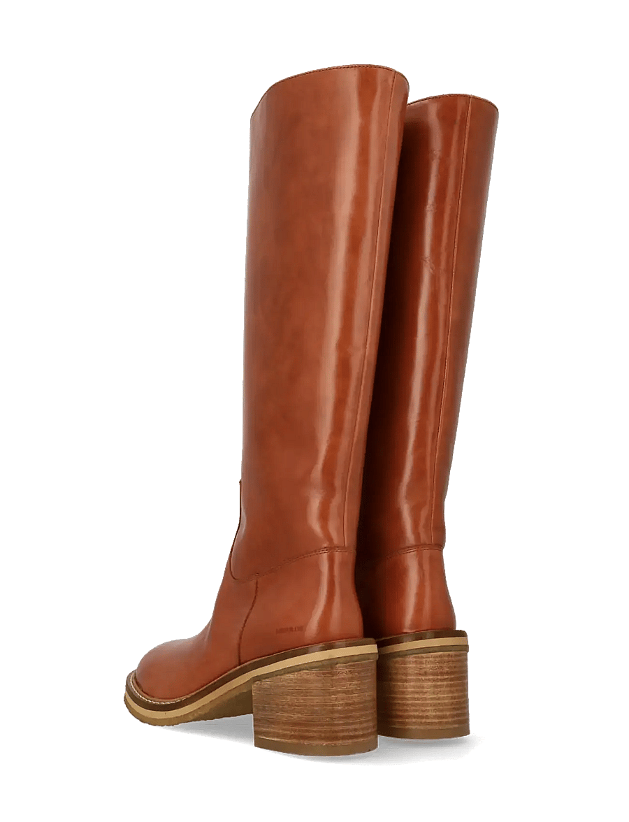 ANGULUS - Bootie - block heel - with zippe - 1838 cognac - 2