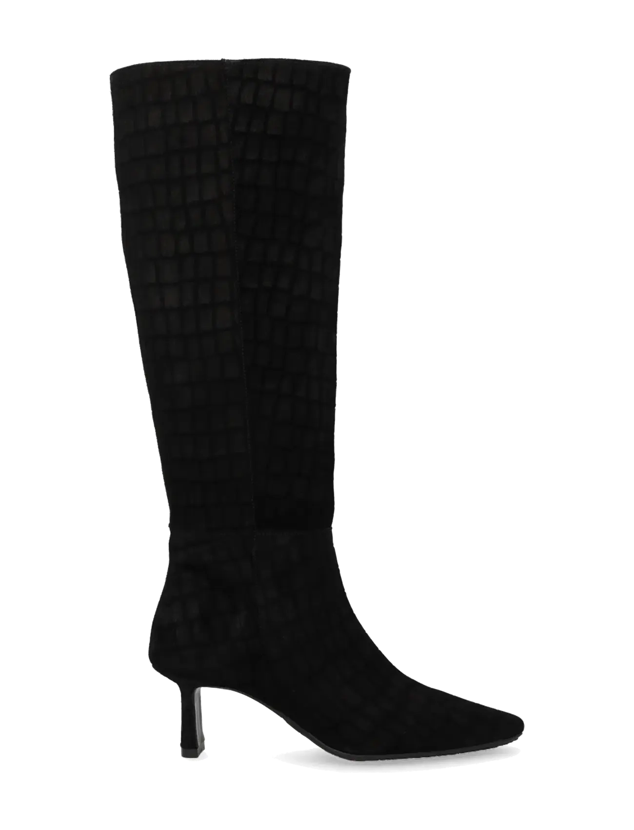 ANGULUS - Bootie - block heel - 4721 black croco suede - 1