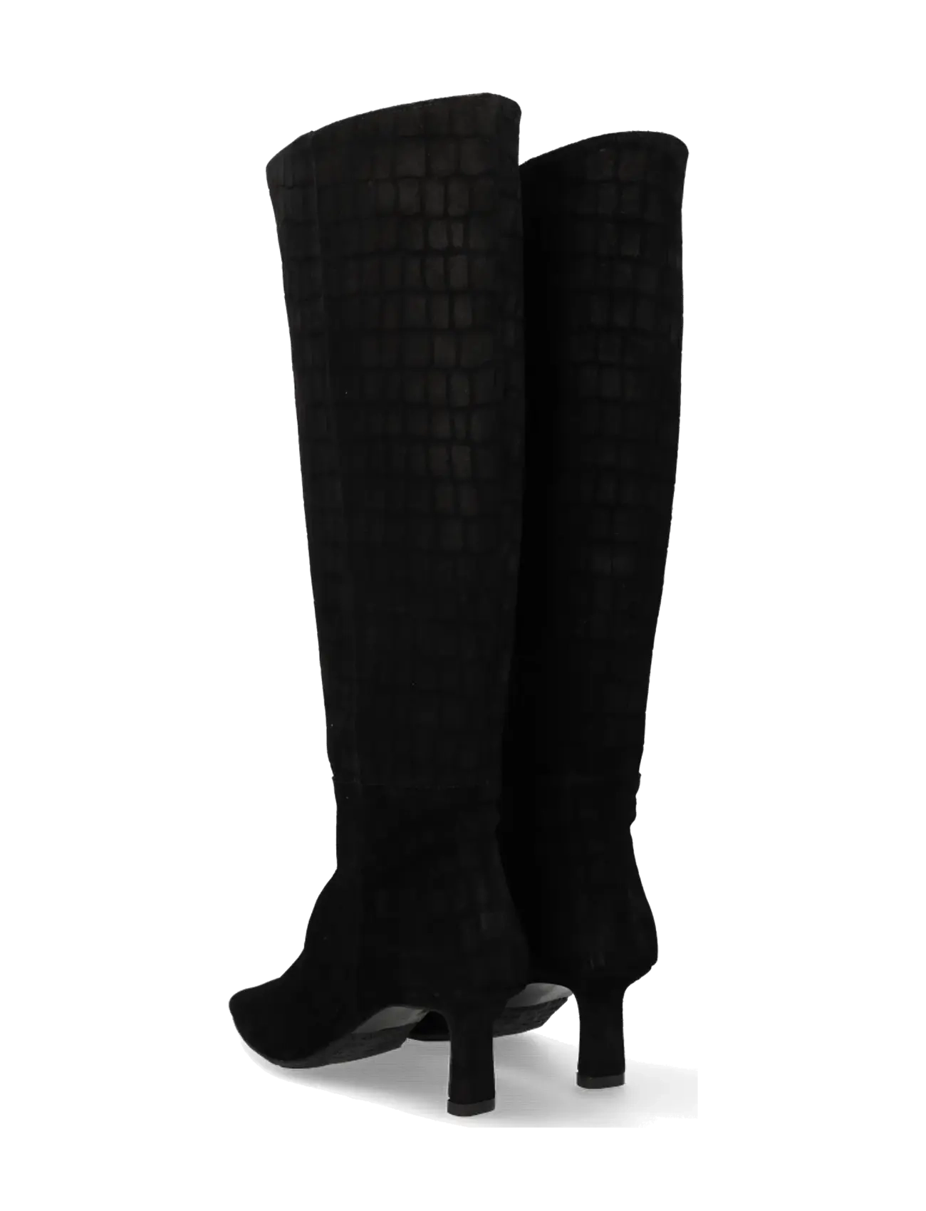 ANGULUS - Bootie - block heel - 4721 black croco suede - 2