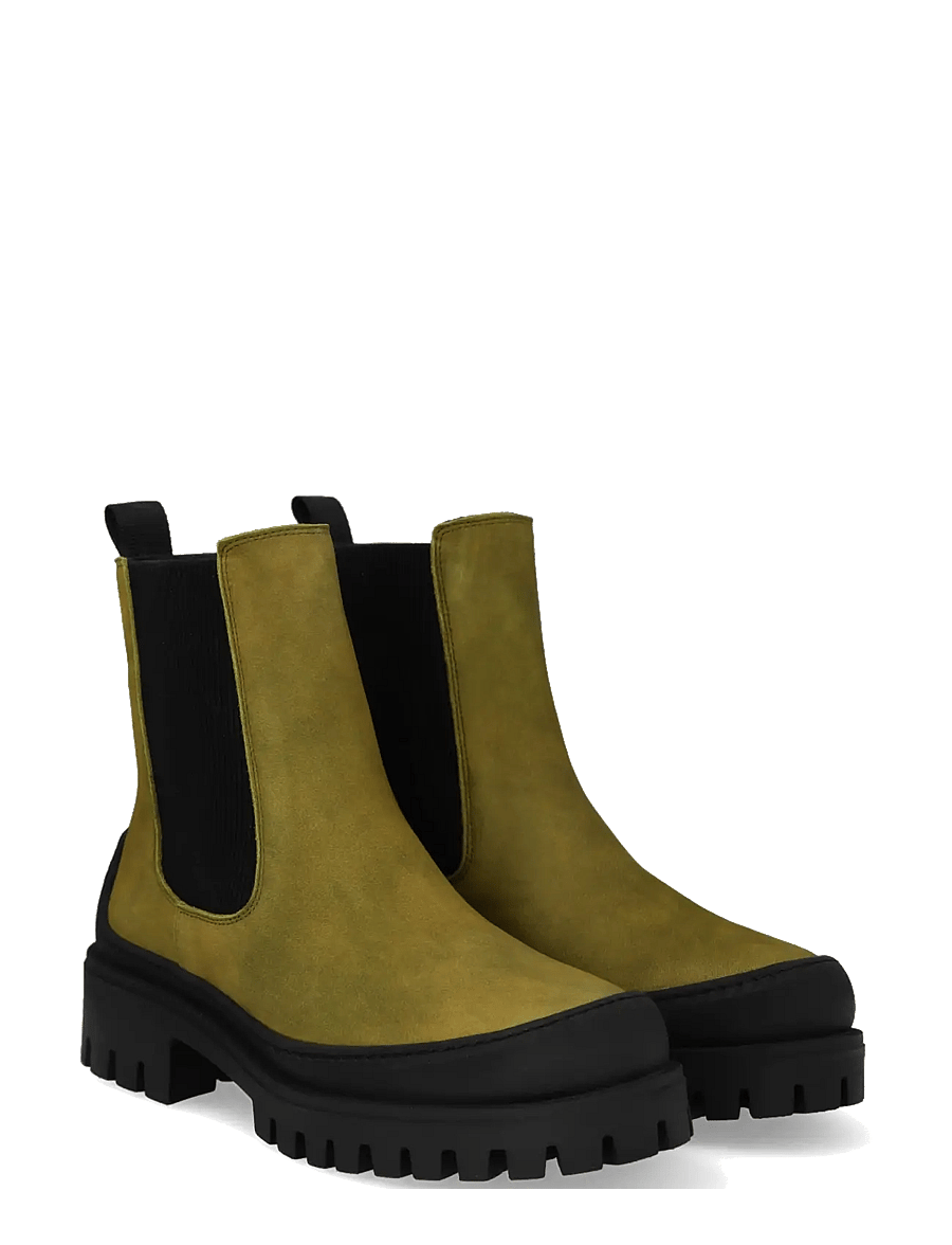 ANGULUS - Booties - flat - with elastic - flache stiefeletten - 4731/019 olive nobuk/black ela - 0