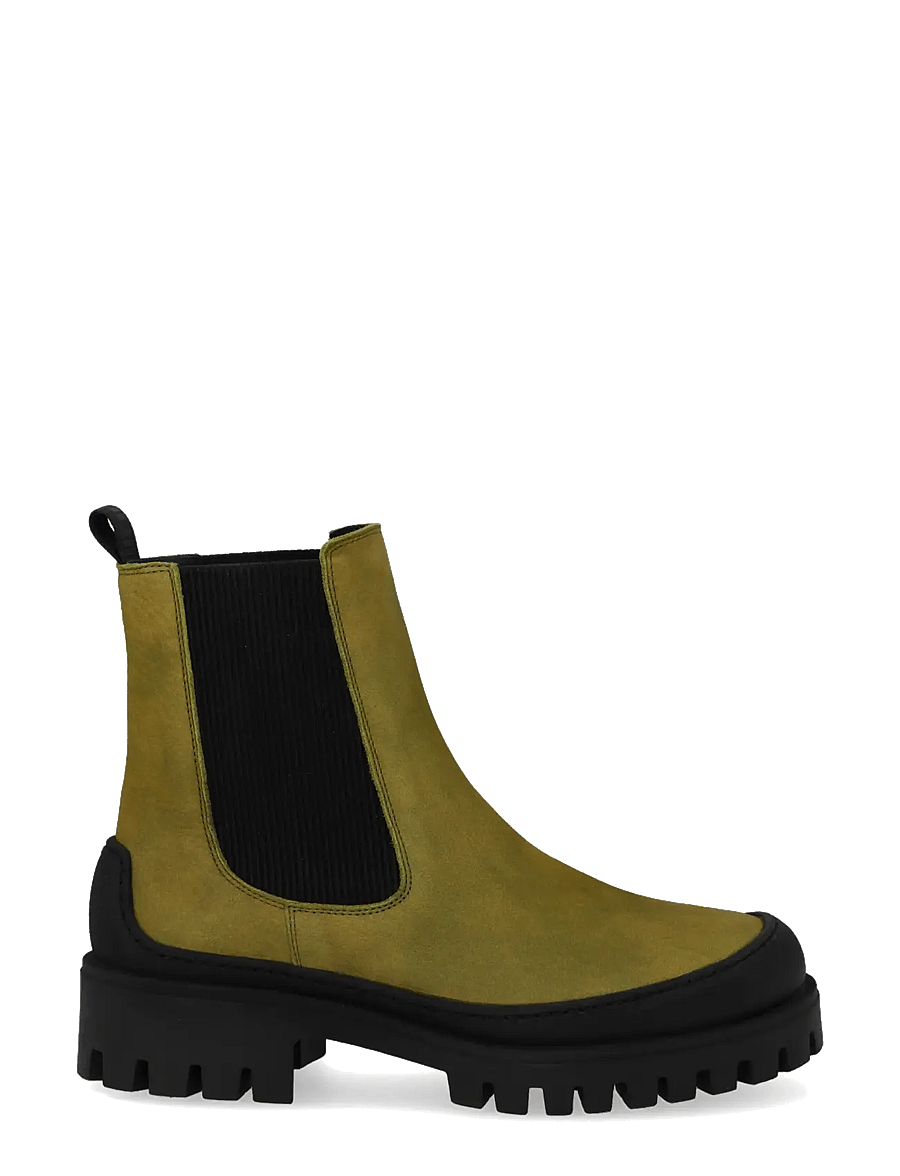 ANGULUS - Booties - flat - with elastic - flache stiefeletten - 4731/019 olive nobuk/black ela - 1
