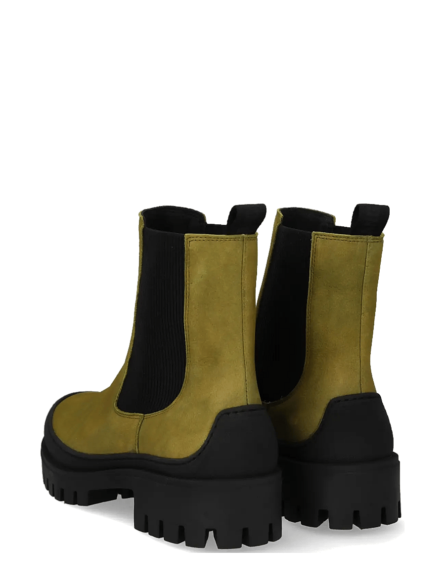 ANGULUS - Booties - flat - with elastic - flache stiefeletten - 4731/019 olive nobuk/black ela - 2