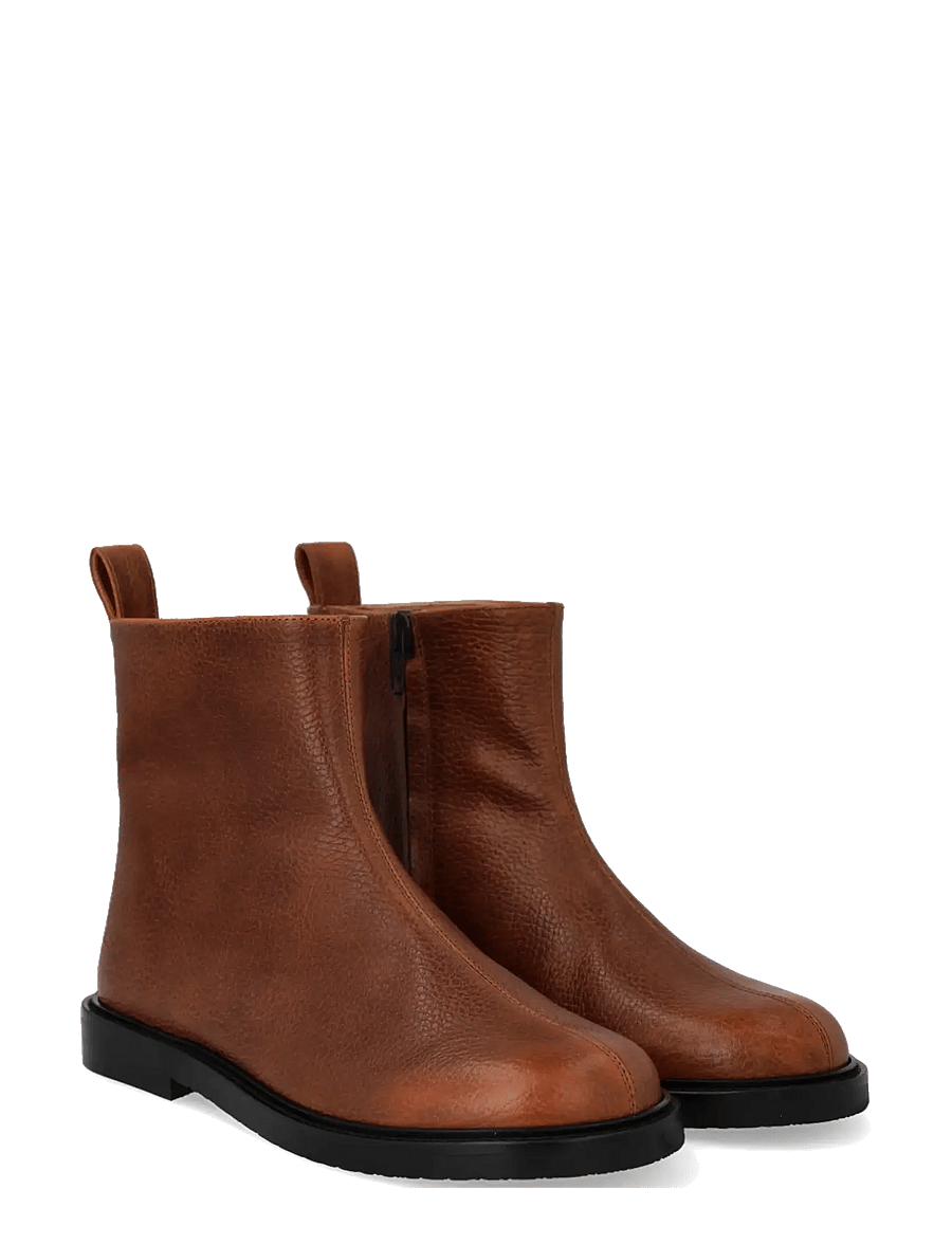 ANGULUS - Booties - flat - with zipper - flache stiefeletten - 2509/060 cognac/cognac elastic - 0