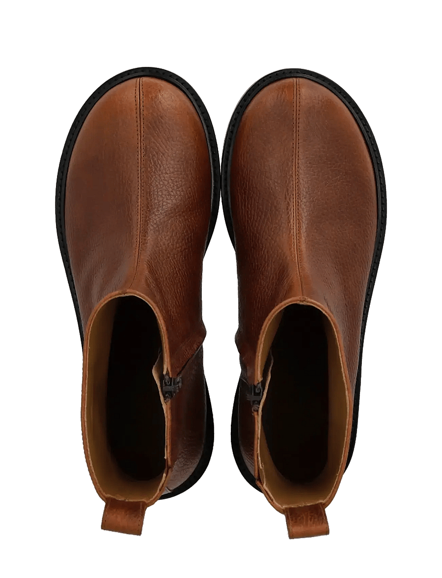 ANGULUS - Booties - flat - with zipper - flache stiefeletten - 2509/060 cognac/cognac elastic - 3