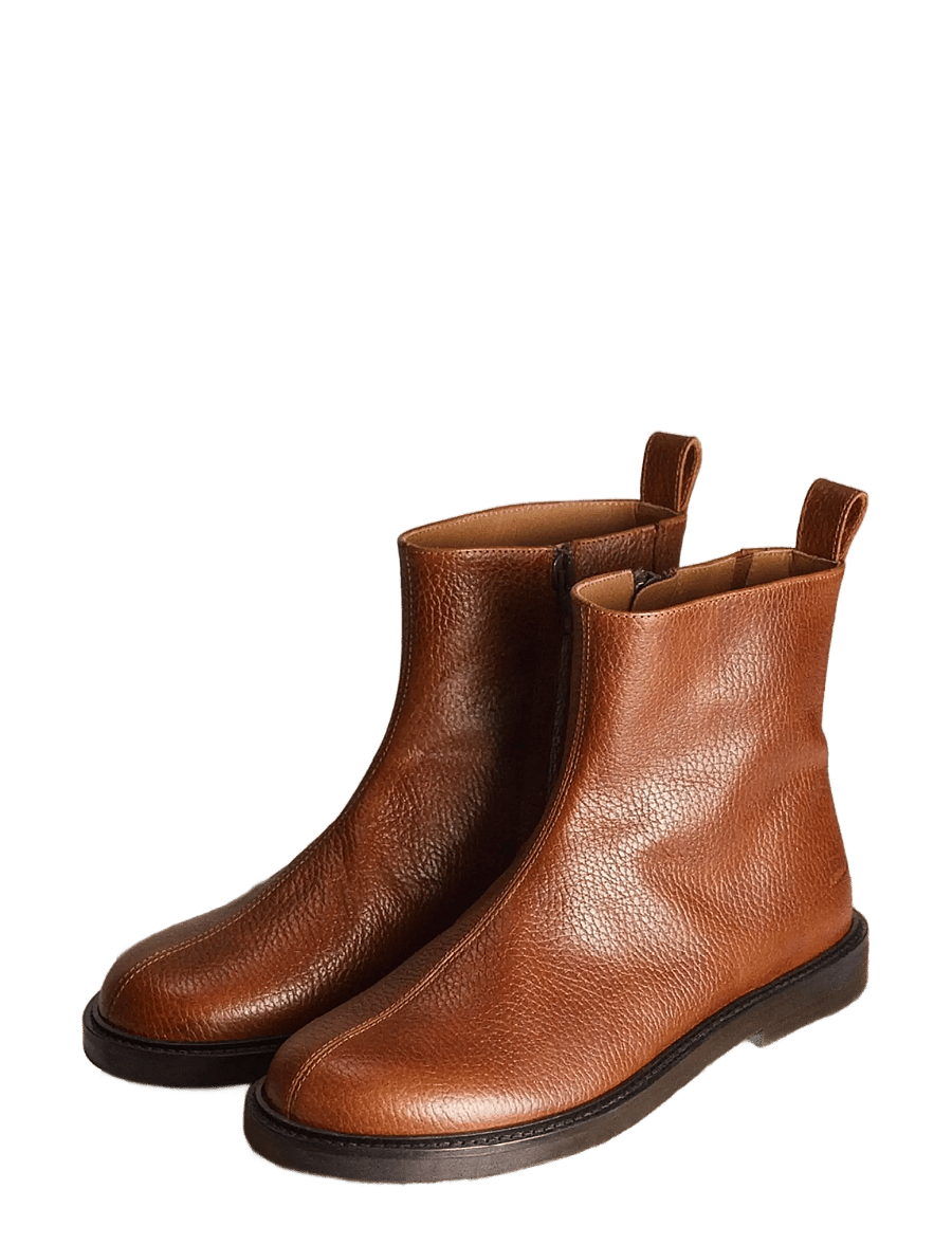 ANGULUS - Booties - flat - with zipper - flache stiefeletten - 2509/060 cognac/cognac elastic - 4