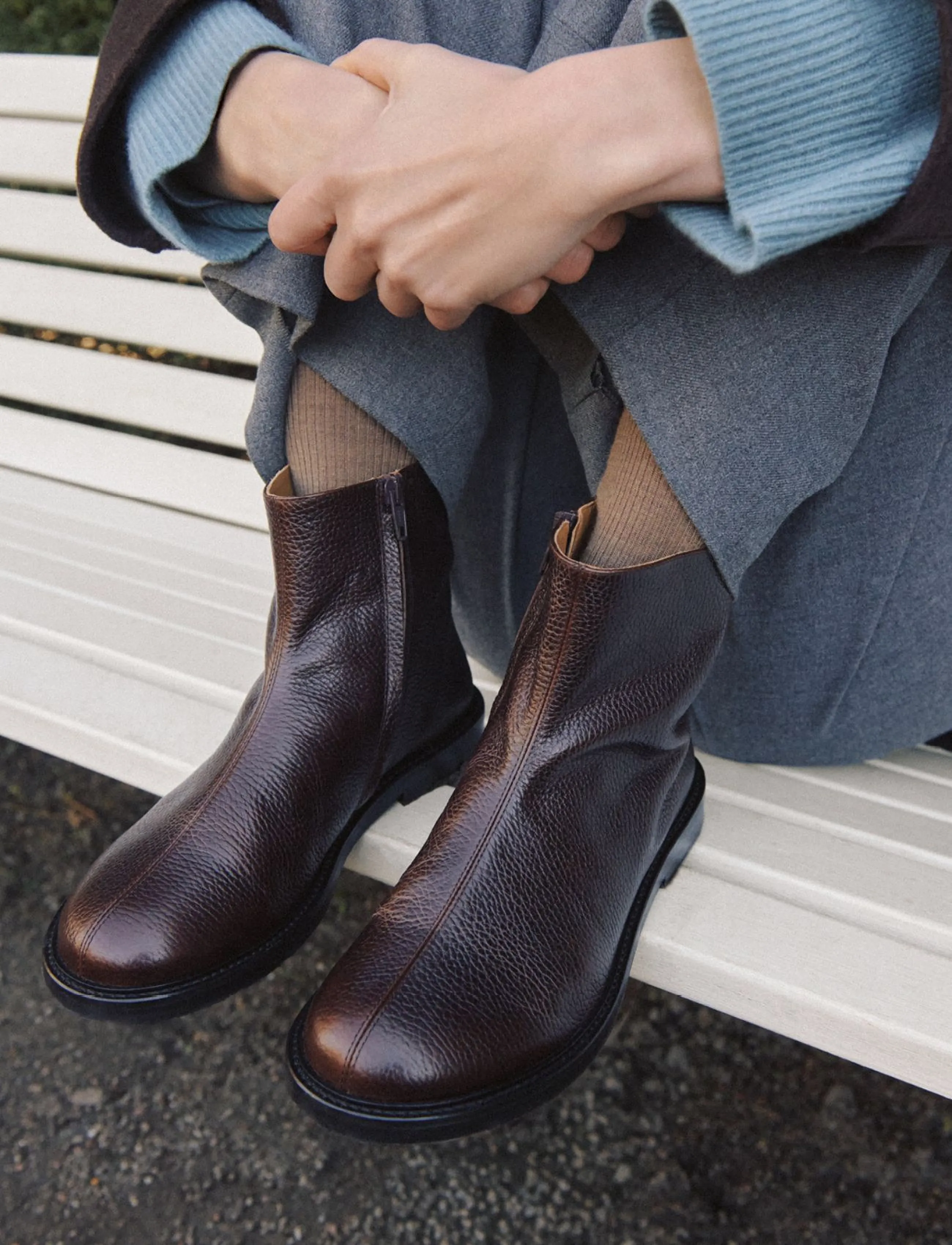 ANGULUS - Booties - flat - with zipper - 2505/002 dark brown/brown - 5