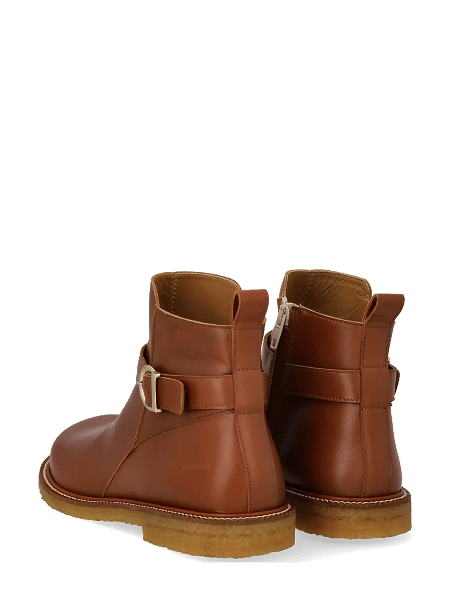 ANGULUS - Booties - flat - with zipper - flache stiefeletten - 3480 cognac - 2