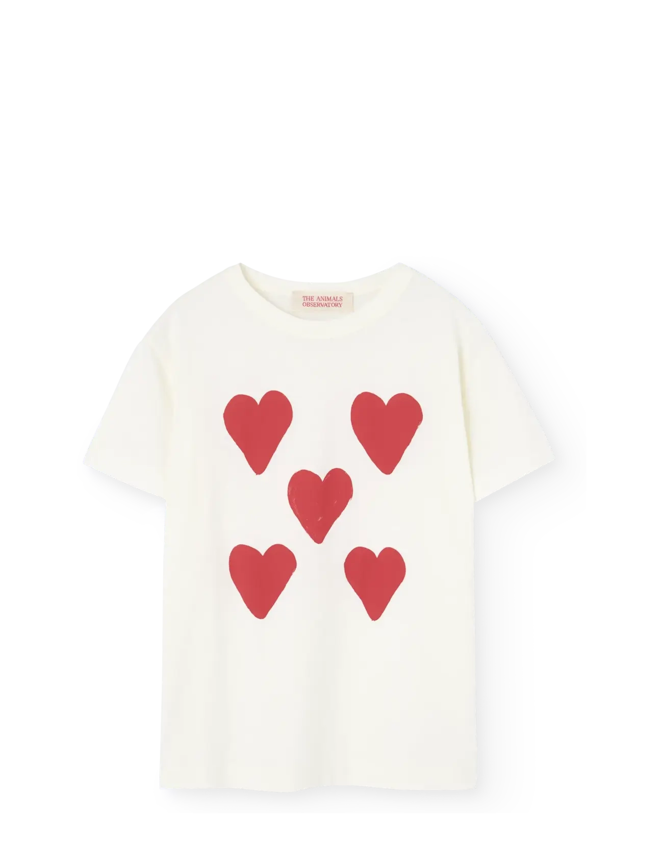 THE ANIMALS OBSERVATORY Hearts White Rooster T-Shirt, 10 Y, Cream, T-Shirts > Kortærmede, Børn