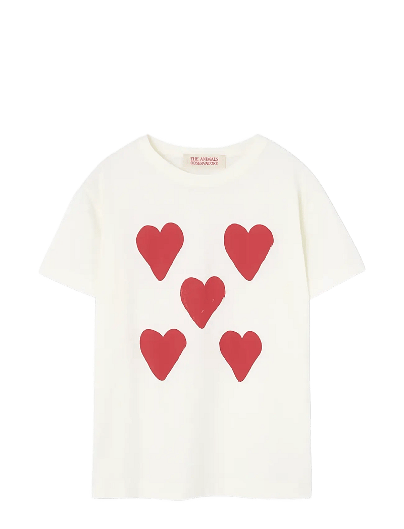 THE ANIMALS OBSERVATORY - Hearts White Rooster T-Shirt - kortärmade t-shirts - raw white - 0