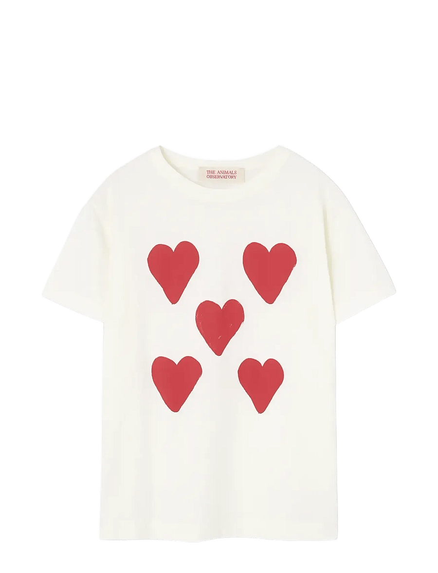 THE ANIMALS OBSERVATORY - Hearts White Rooster T-Shirt - kortærmede t-shirts - raw white - 0