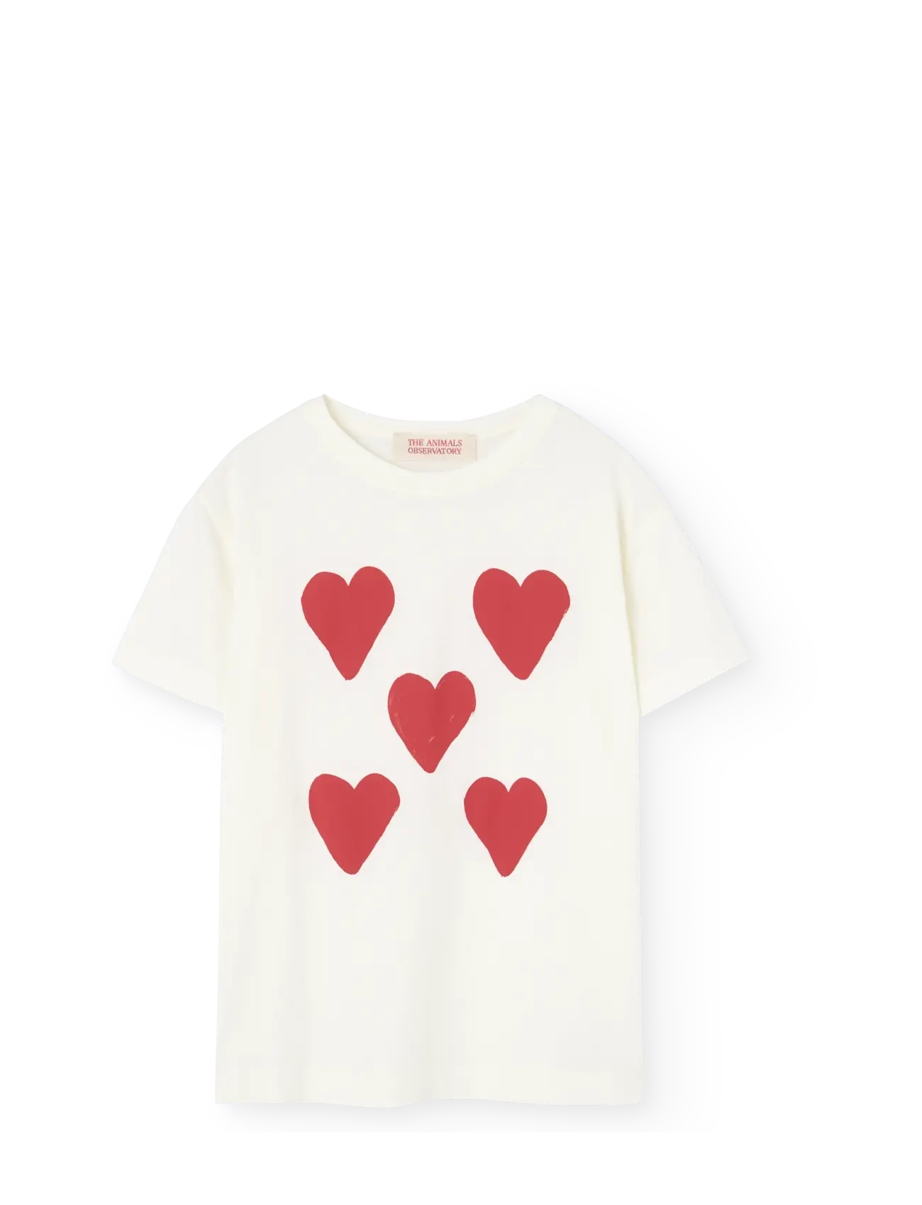 THE ANIMALS OBSERVATORY Hearts White Rooster T-Shirt, 8 Y, Cream, T-Shirts > Kortærmede, Børn