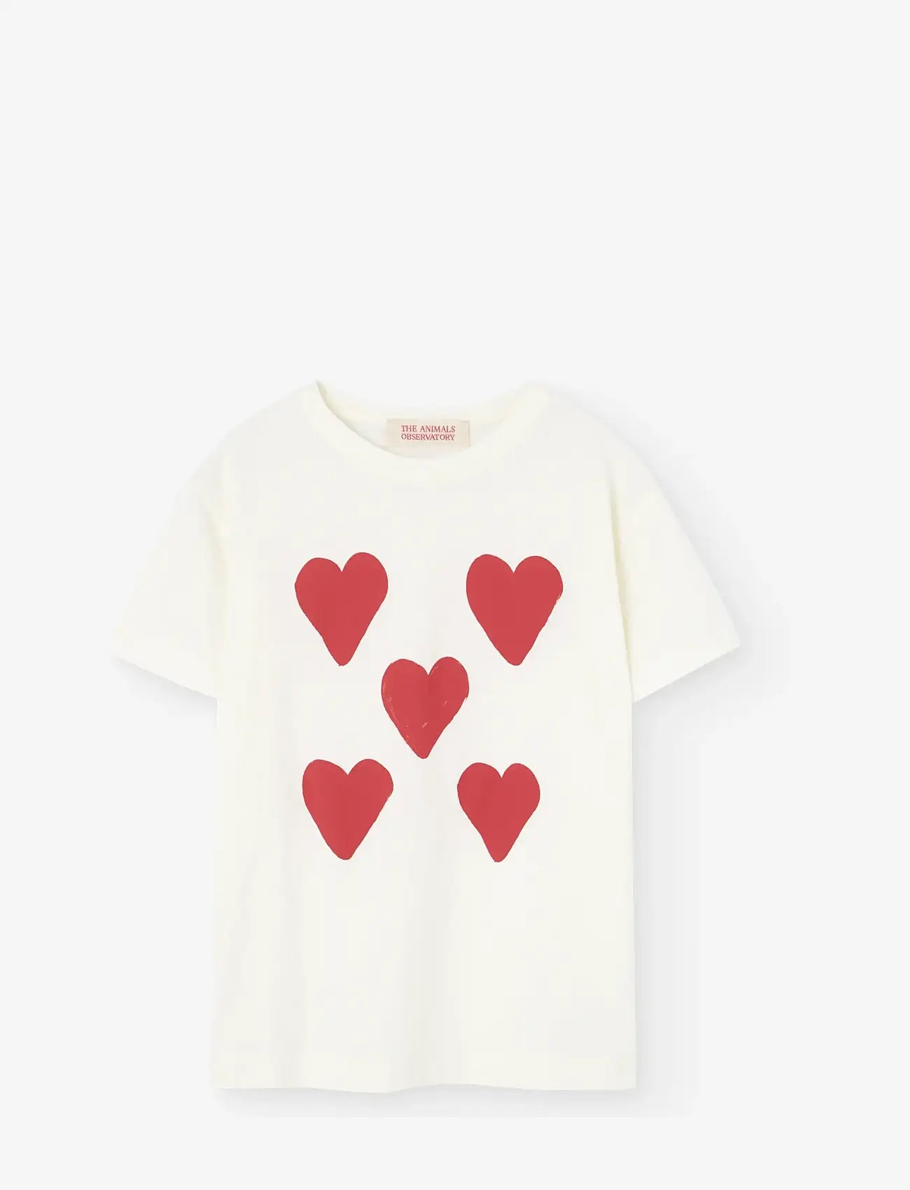 THE ANIMALS OBSERVATORY - Hearts White Rooster T-Shirt - krótki rękaw - raw white - 0