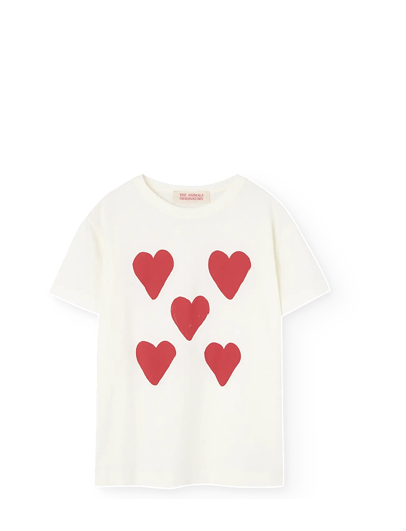 THE ANIMALS OBSERVATORY - Hearts White Rooster T-Shirt - kortermede t-skjorter - raw white - 0