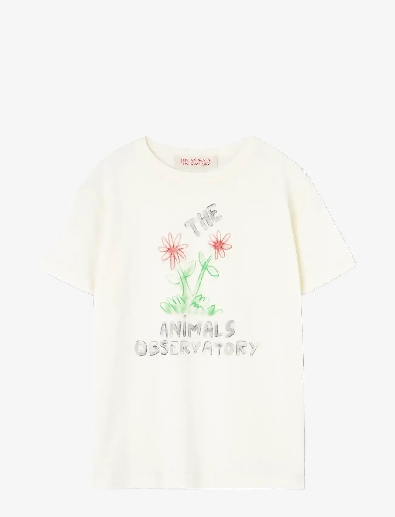 THE ANIMALS OBSERVATORY - Flowers White Rooster T-Shirt - kortärmade t-shirts - raw white - 0