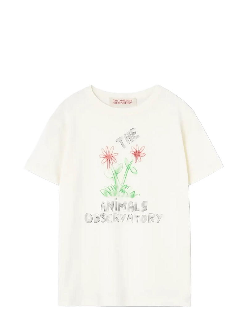 THE ANIMALS OBSERVATORY - Flowers White Rooster T-Shirt - kortärmade t-shirts - raw white - 0