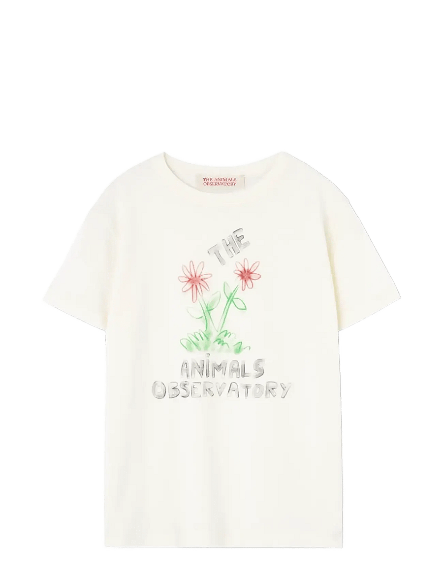 THE ANIMALS OBSERVATORY - Flowers White Rooster T-Shirt - kortærmede t-shirts - raw white - 0
