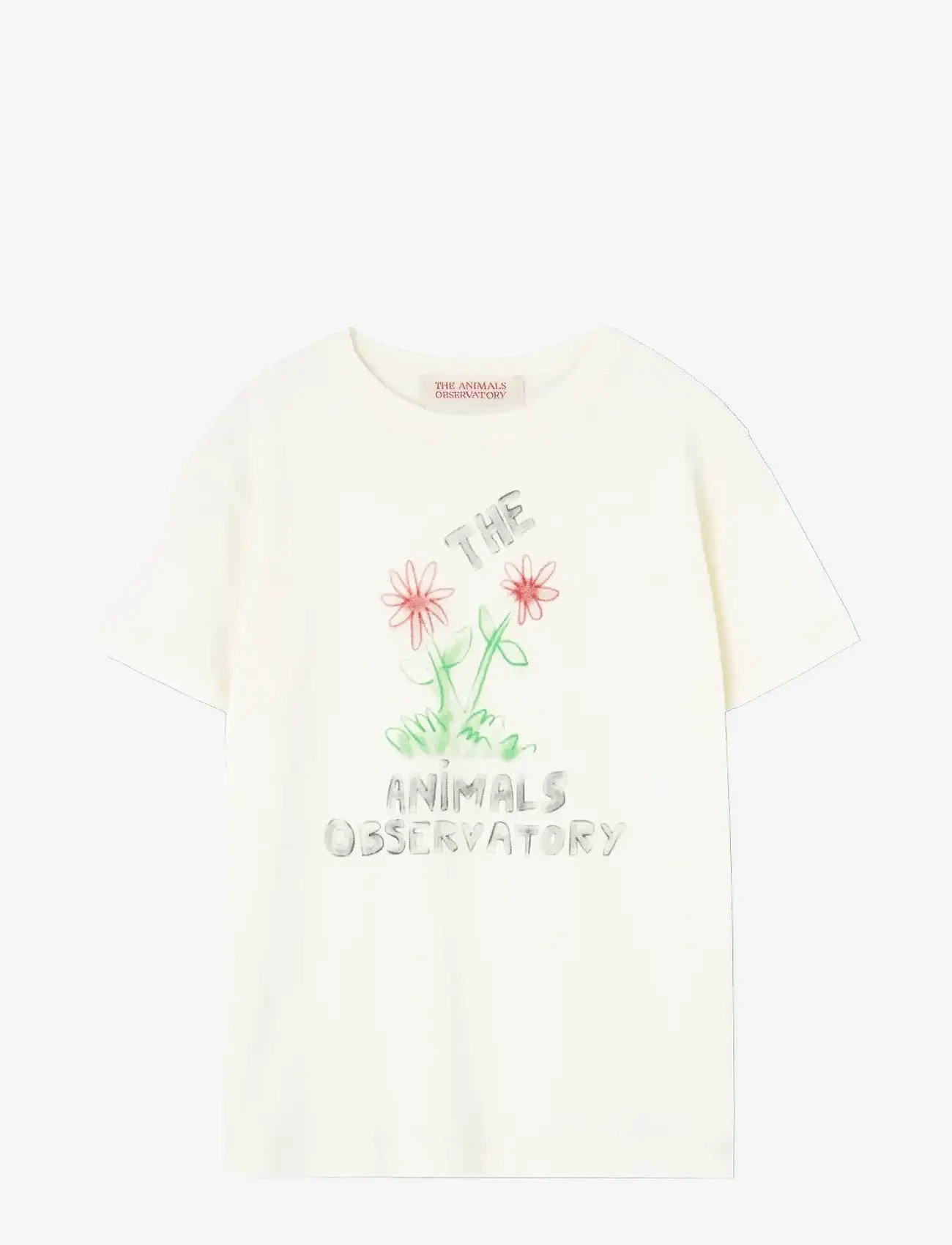 THE ANIMALS OBSERVATORY - Flowers White Rooster T-Shirt - kortärmade t-shirts - raw white - 0