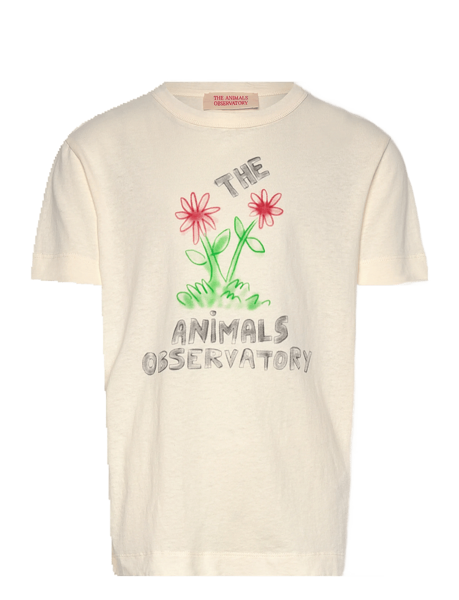 THE ANIMALS OBSERVATORY - Flowers White Rooster T-Shirt - kortärmade t-shirts - raw white - 0