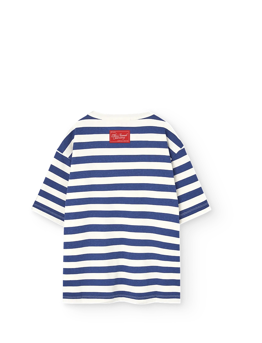 THE ANIMALS OBSERVATORY - Stripes Navy Collie T-Shirt - lyhythihaiset t-paidat - navy - 1