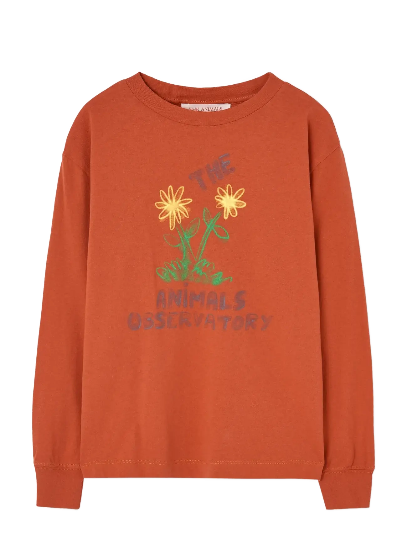 THE ANIMALS OBSERVATORY Flowers Red Dof Lonf Sleeve T-Shirt, 10 Y, T-shirts, Orange - Long-sleeved Kinder