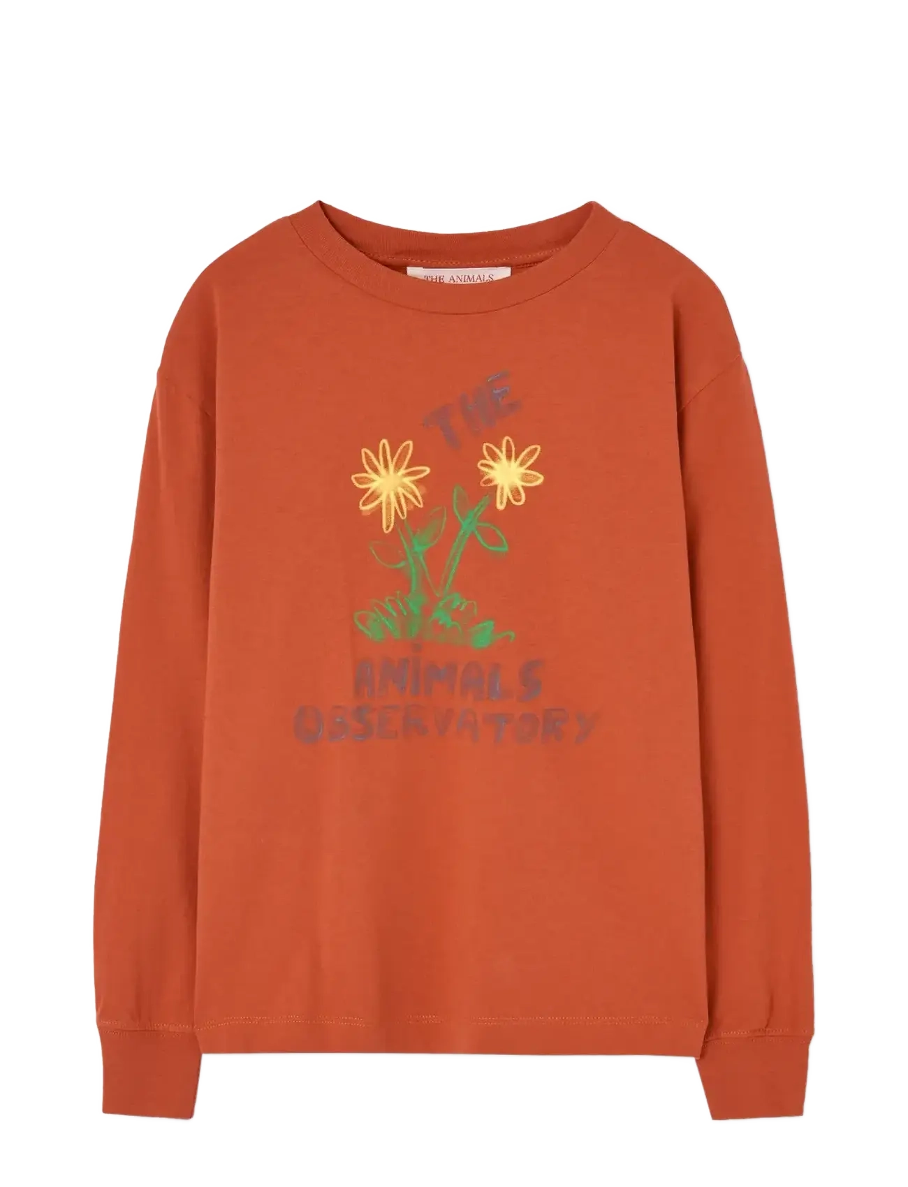 THE ANIMALS OBSERVATORY Flowers Red Dof Lonf Sleeve T-Shirt, 8 Y, T-shirts, Orange - Long-sleeved Kinder