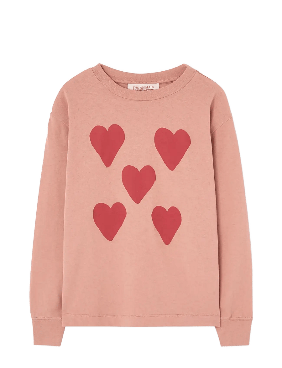 THE ANIMALS OBSERVATORY - Hearts Coral DoF LonF Sleeve T-Shirt - langermede t-skjorter - dusty coral - 0