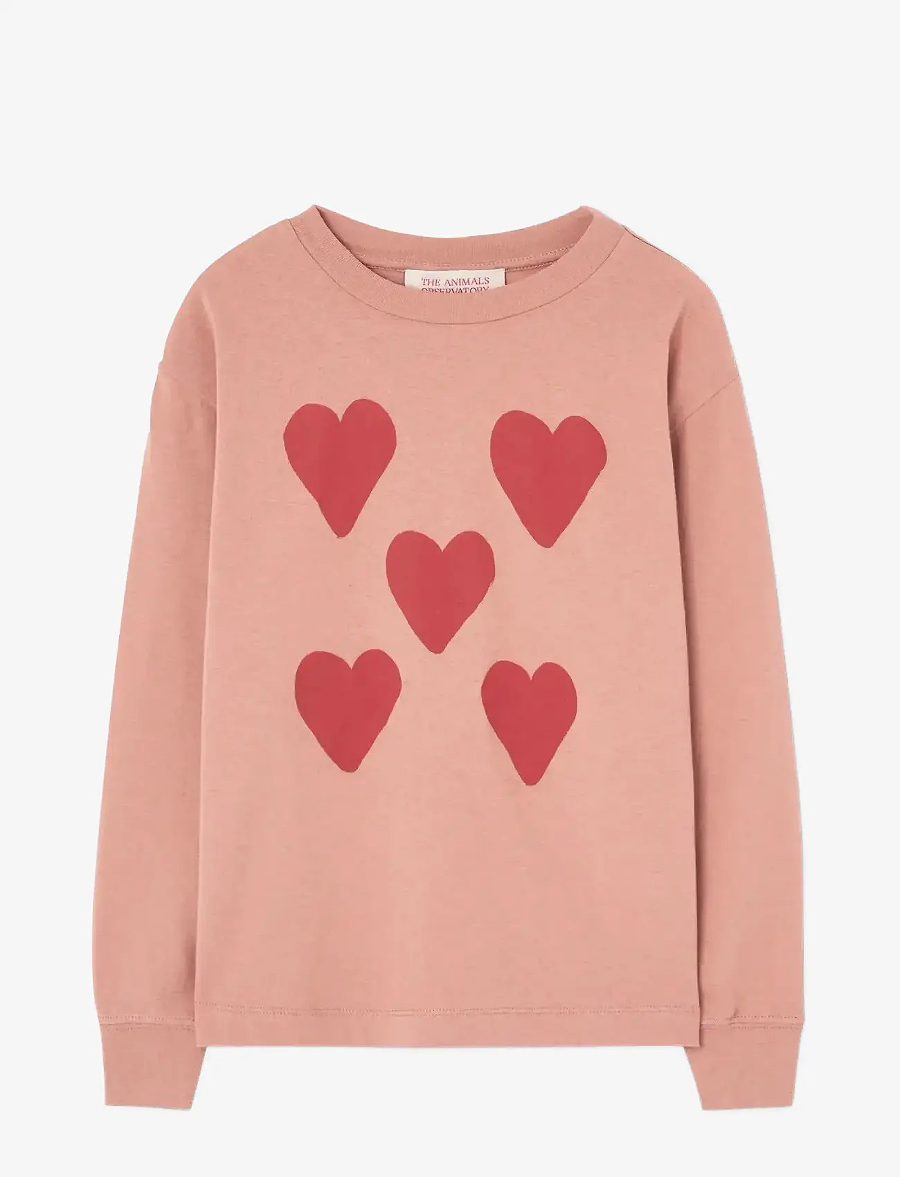 THE ANIMALS OBSERVATORY Hearts Coral Dof Lonf Sleeve T-shirt