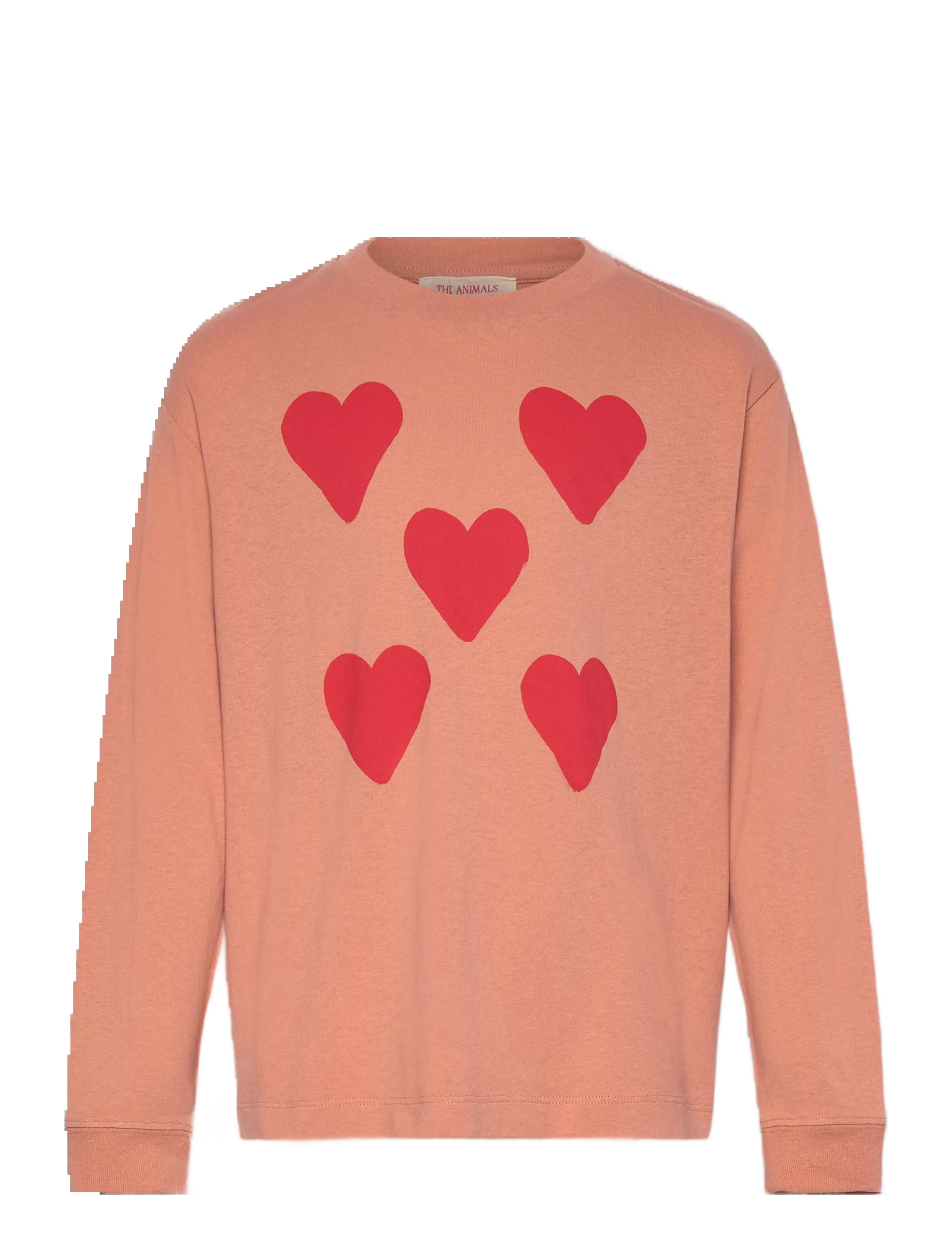 THE ANIMALS OBSERVATORY Hearts Coral DoF LonF Sleeve T-Shirt - Lapsed 98–134 - DUSTY CORAL / red