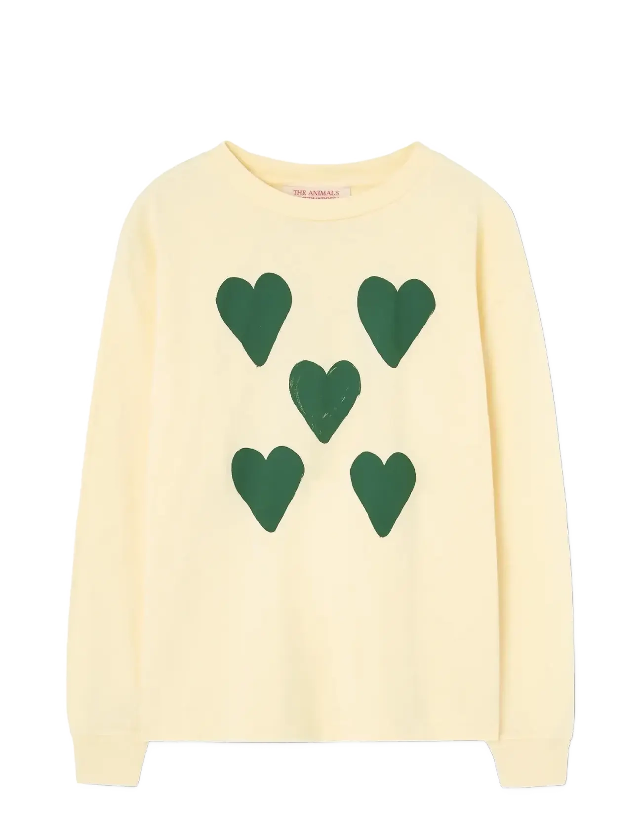THE ANIMALS OBSERVATORY Hearts Yellow Dof Lonf Sleeve T-Shirt, 4 Y, T-shirts, Creme - Long-sleeved Kinder