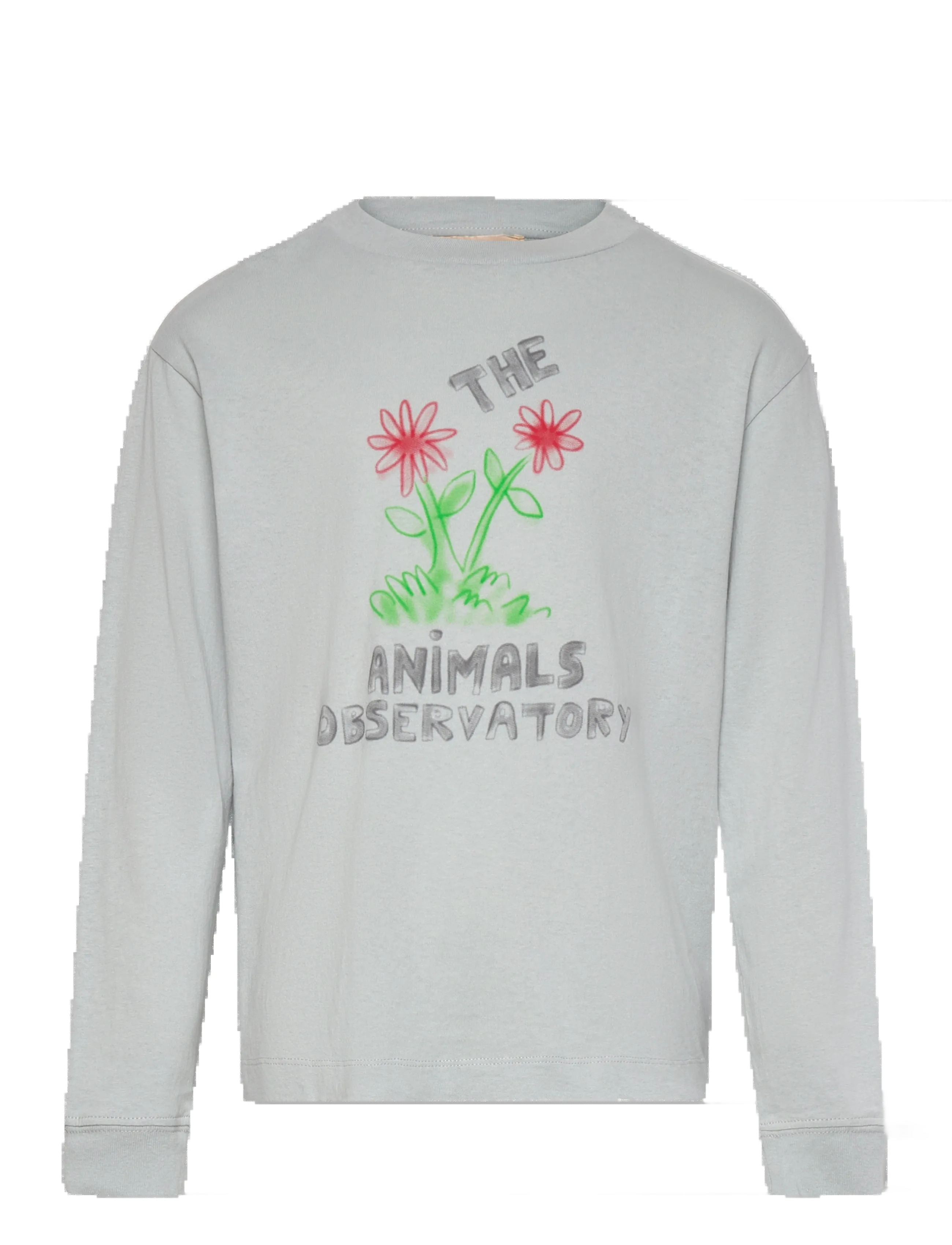 THE ANIMALS OBSERVATORY Flowers Blue DoF LonF Sleeve T-Shirt - Animal Observatory - BLUE / grey