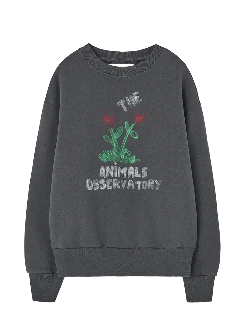 THE ANIMALS OBSERVATORY - Flowers Dark Frey Bear Sweatshirt - sweatshirts - dark grey - 0