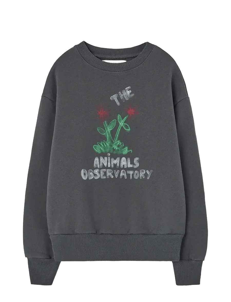 THE ANIMALS OBSERVATORY - Flowers Dark Frey Bear Sweatshirt - sweatshirts - dark grey - 0