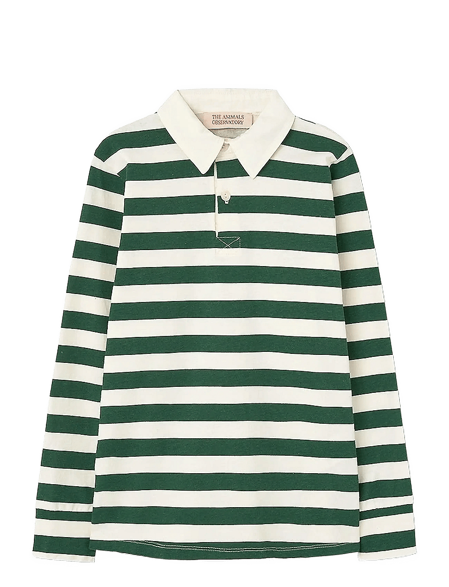 THE ANIMALS OBSERVATORY - Stripes Freen Eel Polo Shirt - pikkade varrukatega polod - green - 0