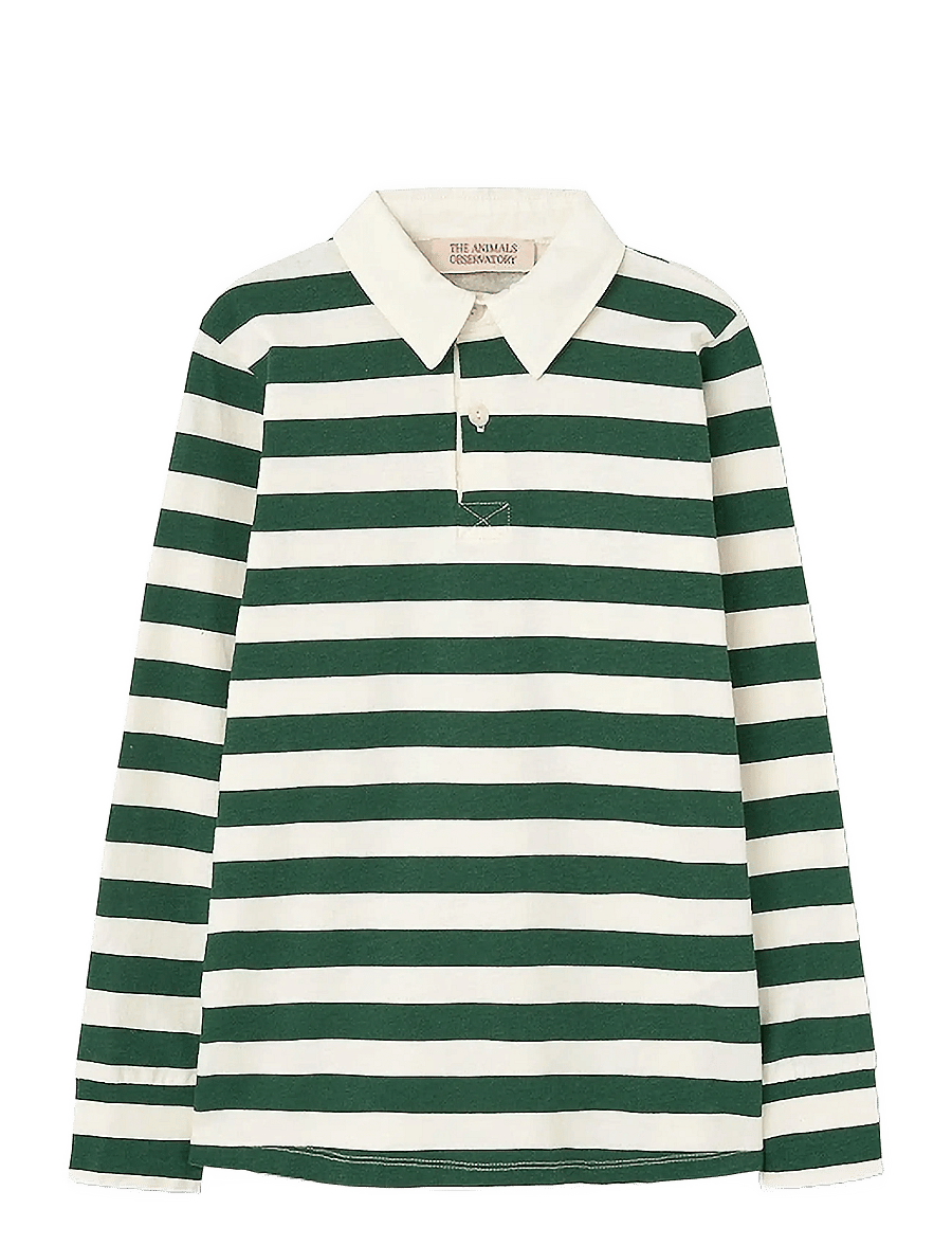 THE ANIMALS OBSERVATORY - Stripes Freen Eel Polo Shirt - pikkade varrukatega polod - green - 0