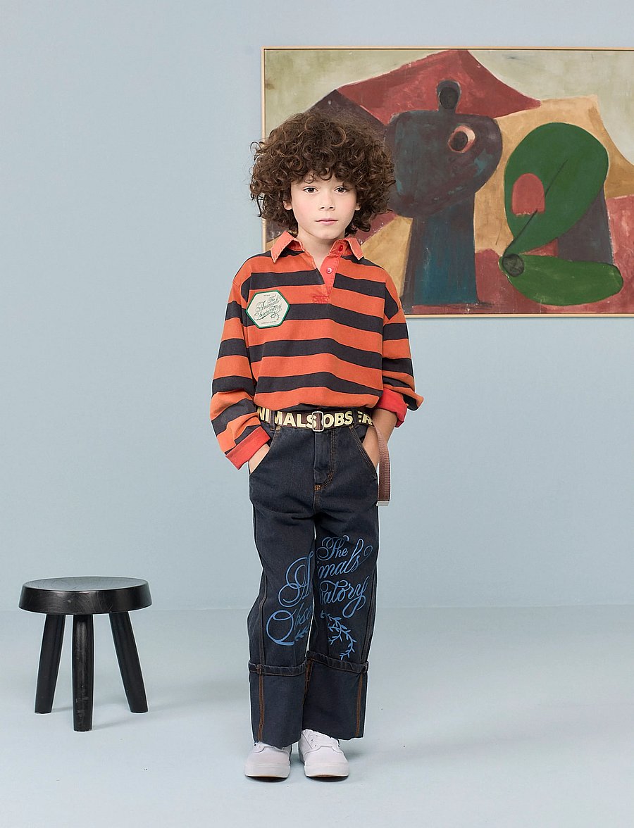 THE ANIMALS OBSERVATORY - LIONFISH KID POLO SHIRT NAVY - pikkade varrukatega polod - red - 0