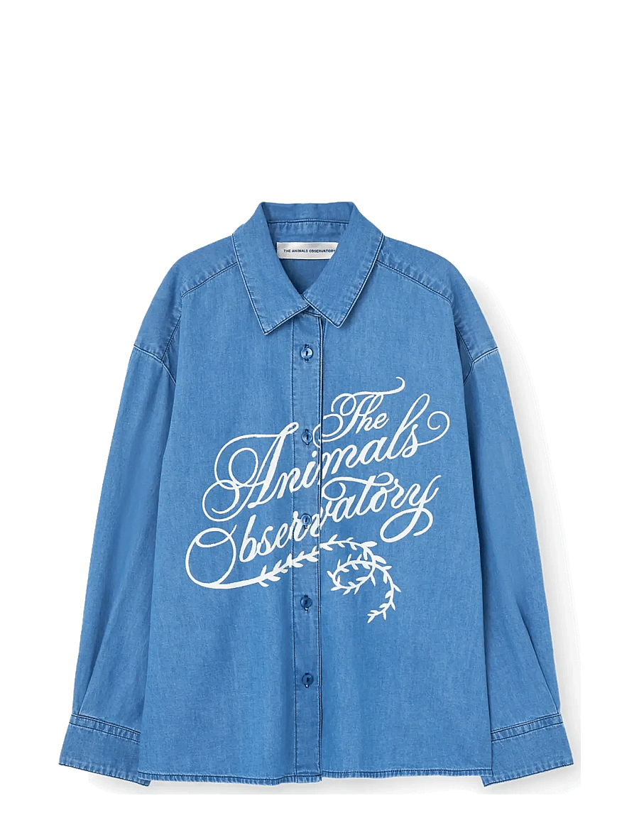 THE ANIMALS OBSERVATORY - WOLF DENIM KID SHIRT DUSTY BLUE - langärmlige hemden - shirt dusty - 1