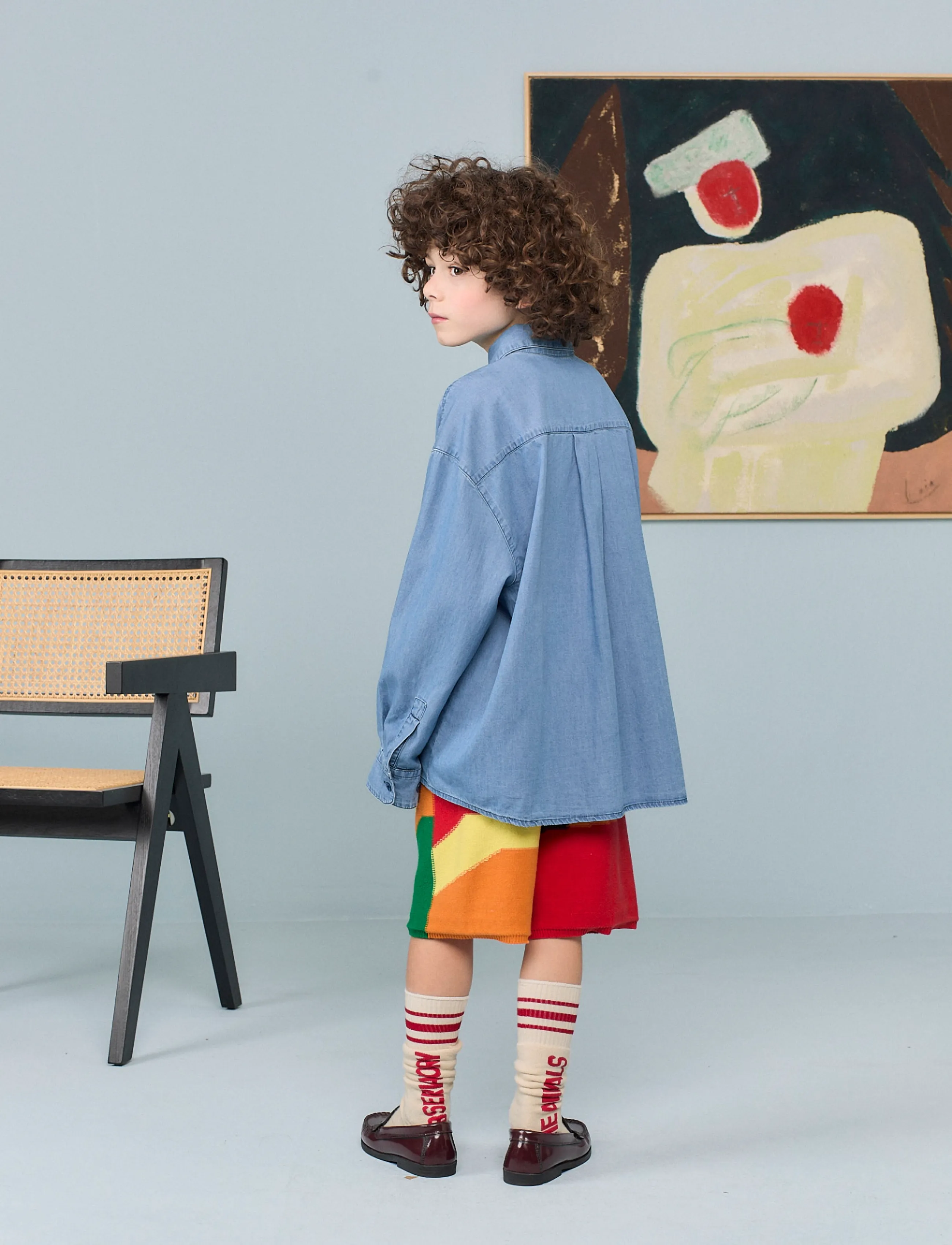 THE ANIMALS OBSERVATORY - WOLF DENIM KID SHIRT DUSTY BLUE - langärmlige hemden - shirt dusty - 3