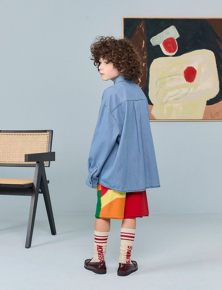 THE ANIMALS OBSERVATORY - WOLF DENIM KID SHIRT DUSTY BLUE - langärmlige hemden - shirt dusty - 3