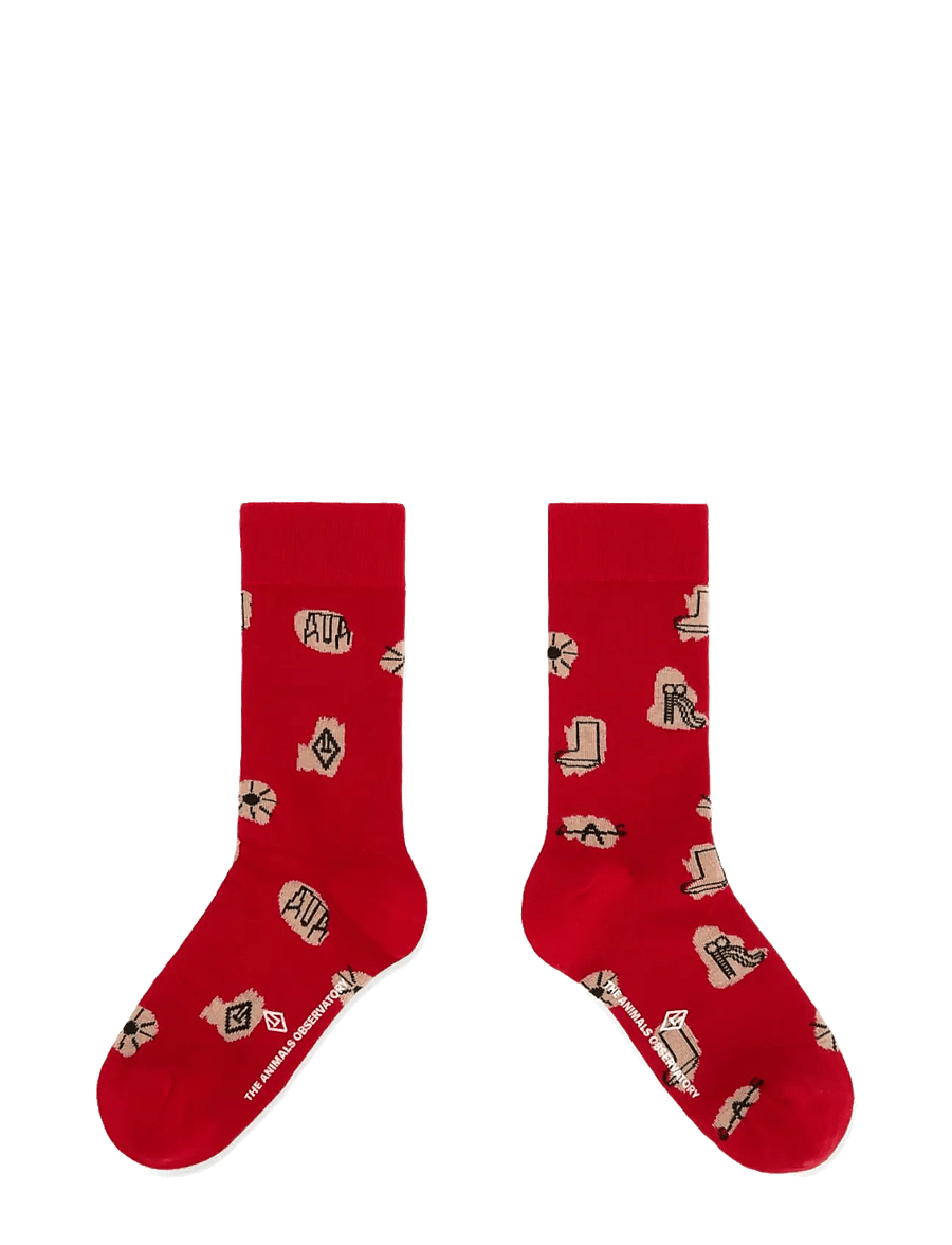 THE ANIMALS OBSERVATORY - WORM KID SOCKS - strumpor - red - 0