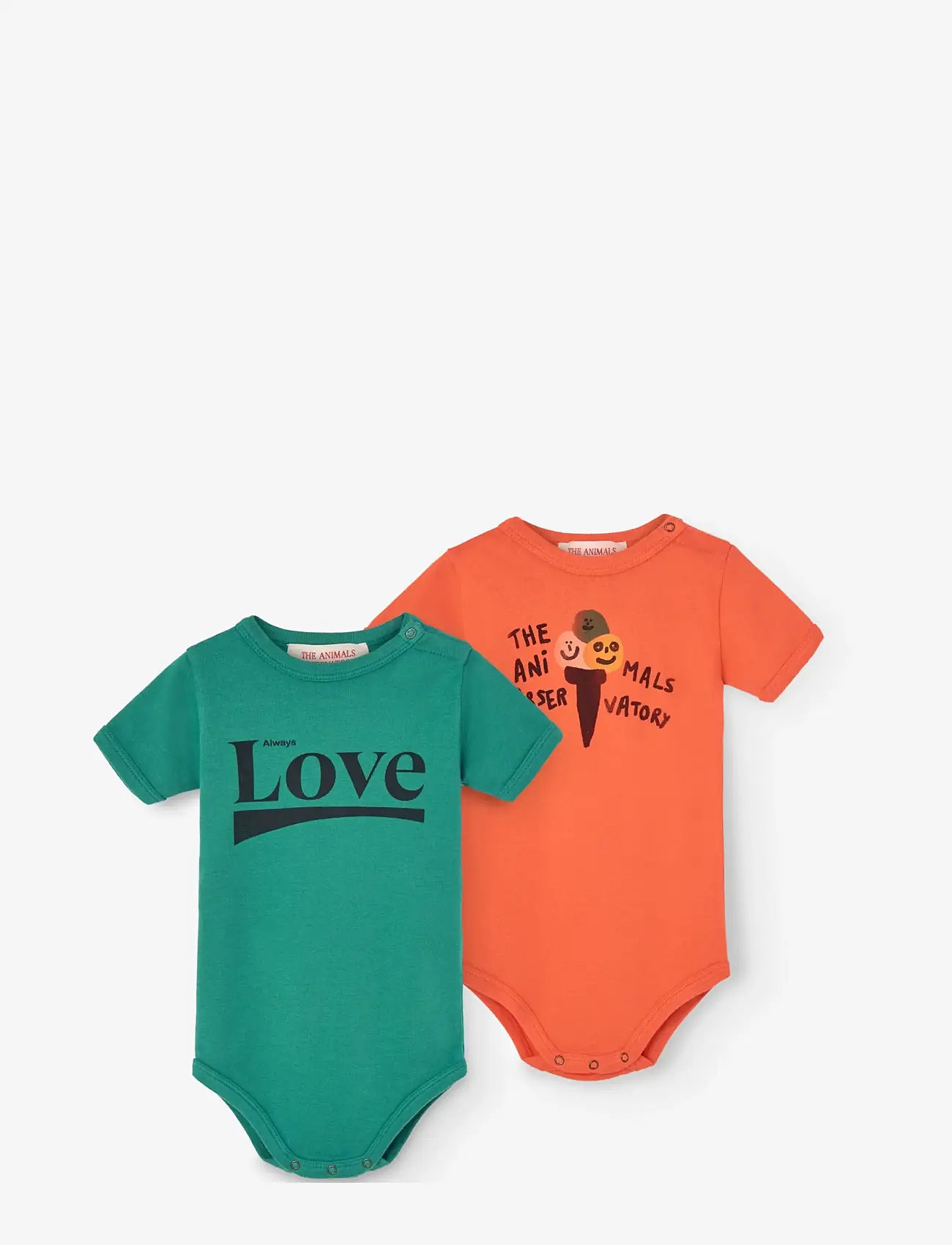THE ANIMALS OBSERVATORY - PACK CHIMPANZEE BABY BODY Green - short-sleeved bodies - green - 0