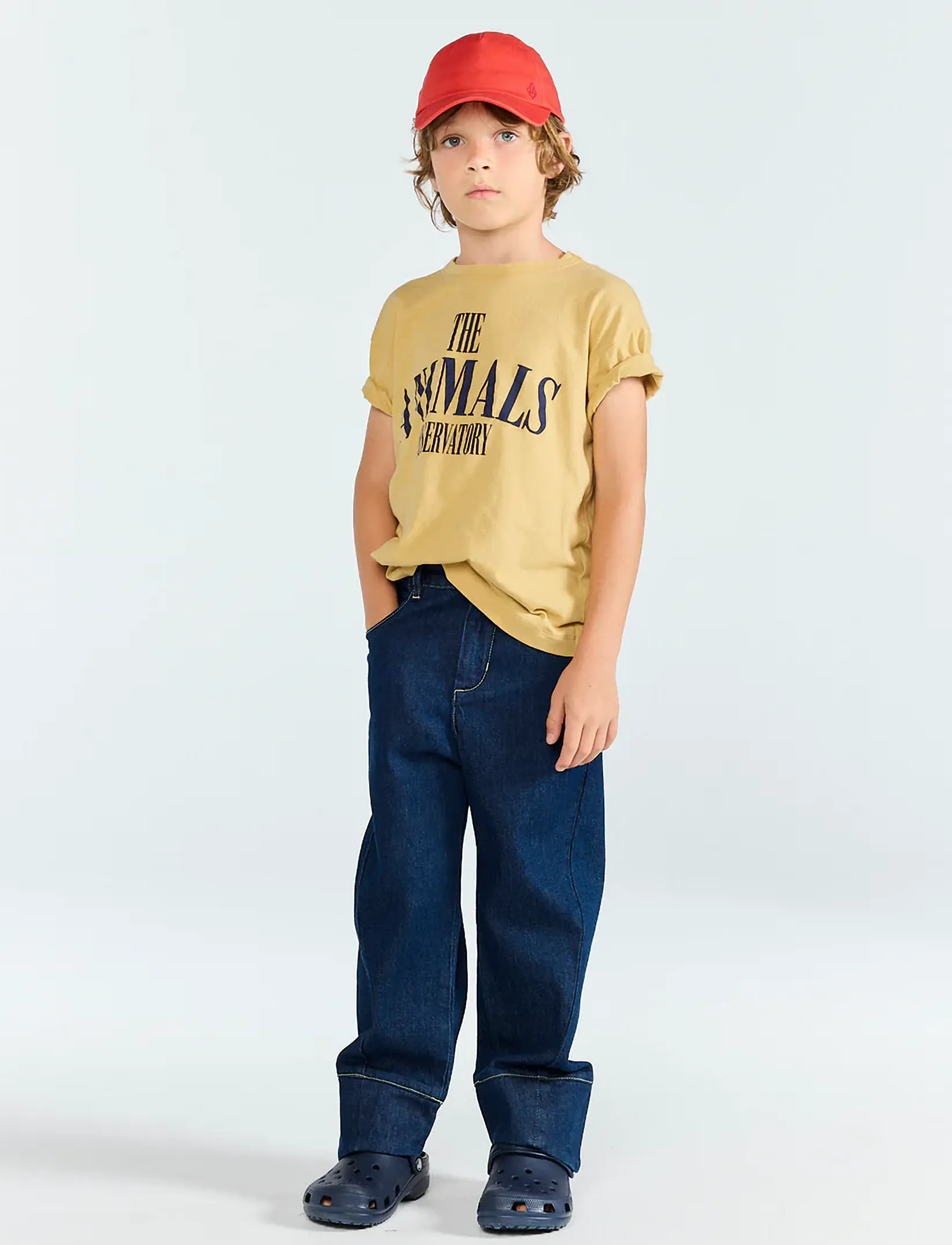 THE ANIMALS OBSERVATORY PUPFISH KID T-SHIRT DEEP BLUE 4y - Toppar & T-shirts - SOFT BROWN / beige