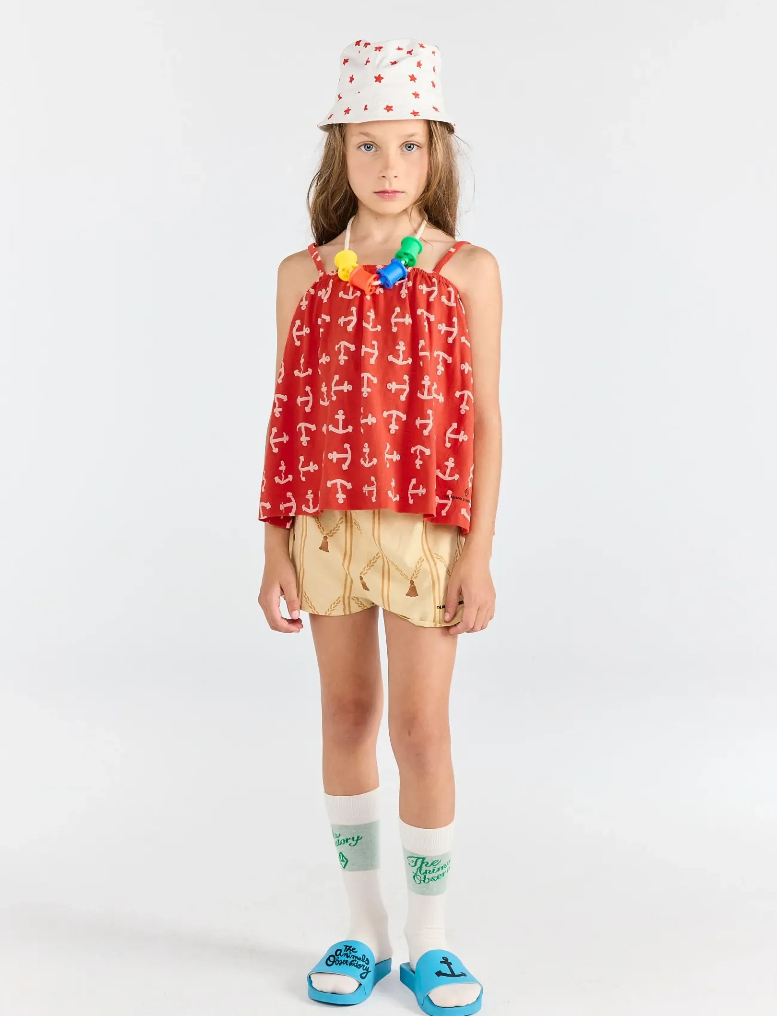 THE ANIMALS OBSERVATORY Stork Kid Top Raw White, 128, T-shirts, Rot - Sleeveless, Kinder