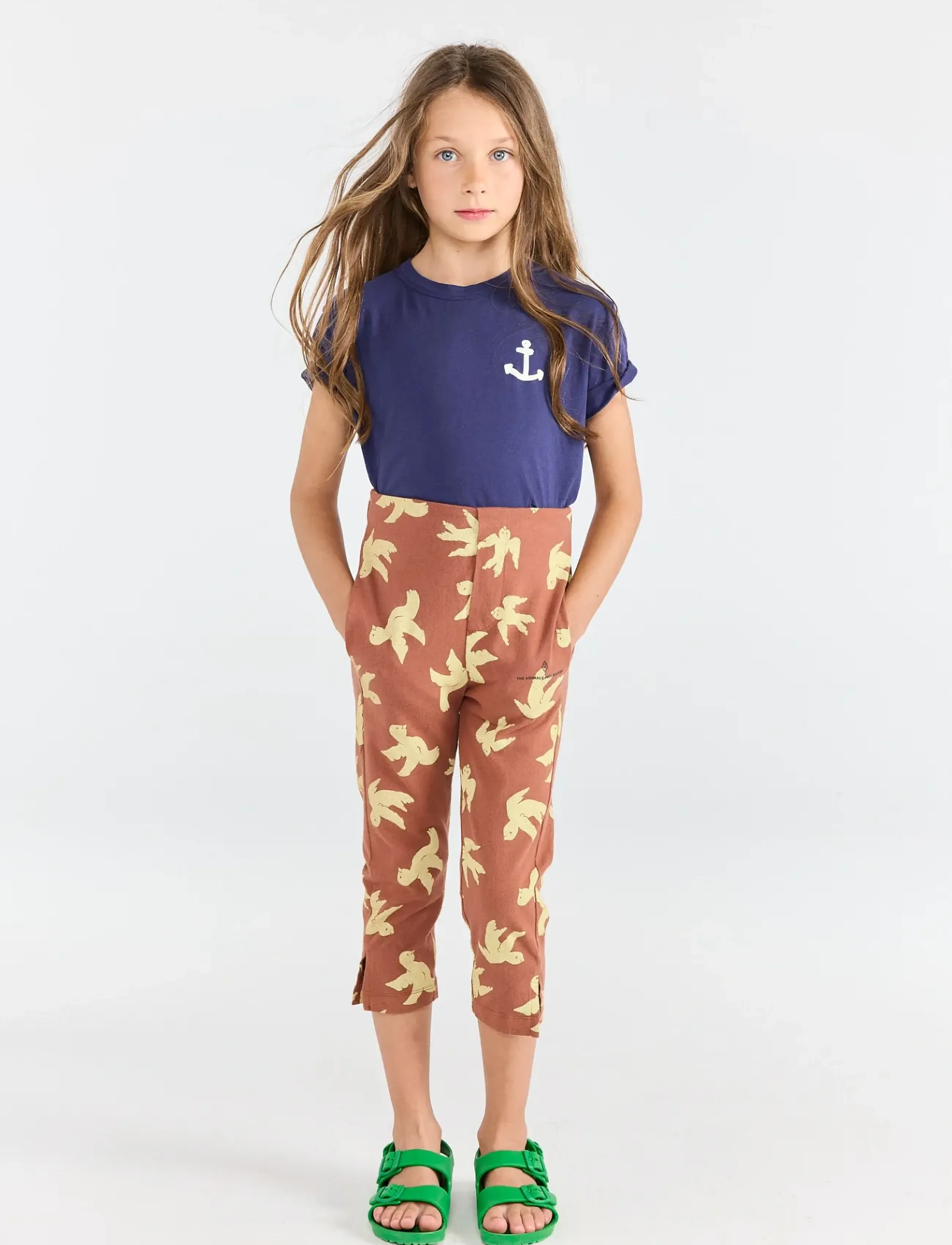 THE ANIMALS OBSERVATORY Horse Kid Pants Brown Stripes, Børn, Børne Cropped Bukser, Bordeaux, Str: 104