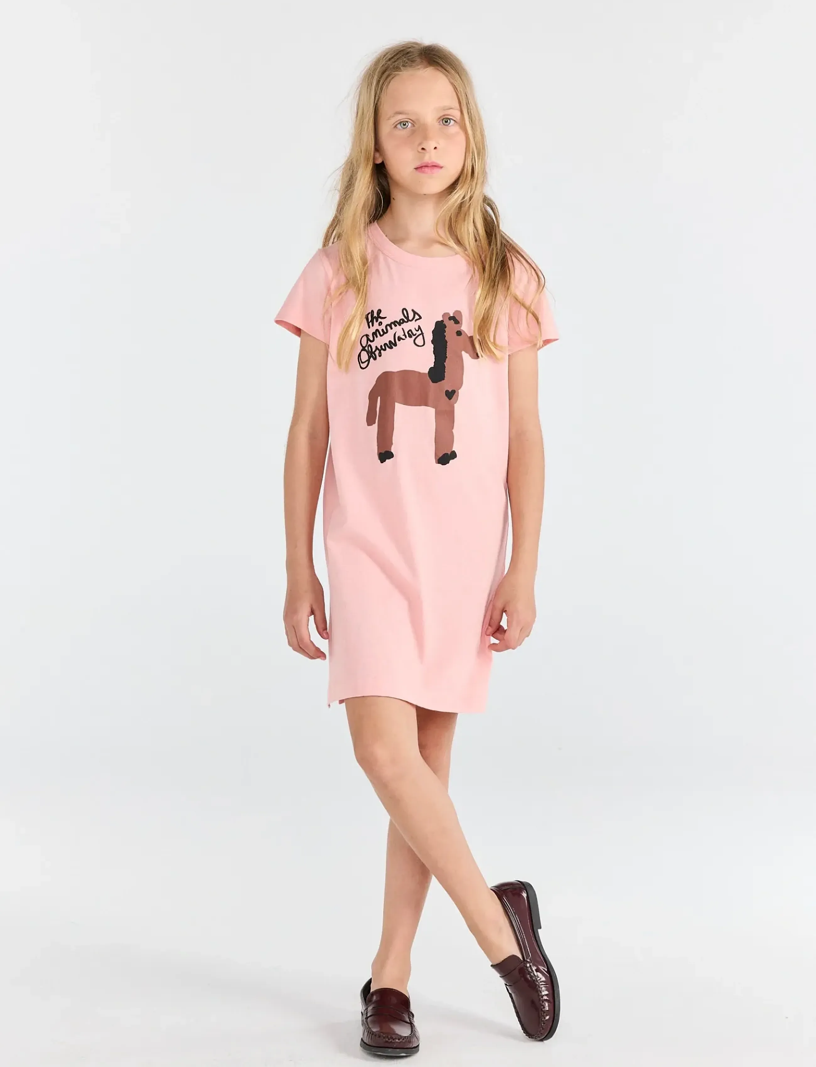 THE ANIMALS OBSERVATORY Gorilla Kid Dress Soft Pink, 128, Casual Dresses, Rosa - Short-sleeved Kinder