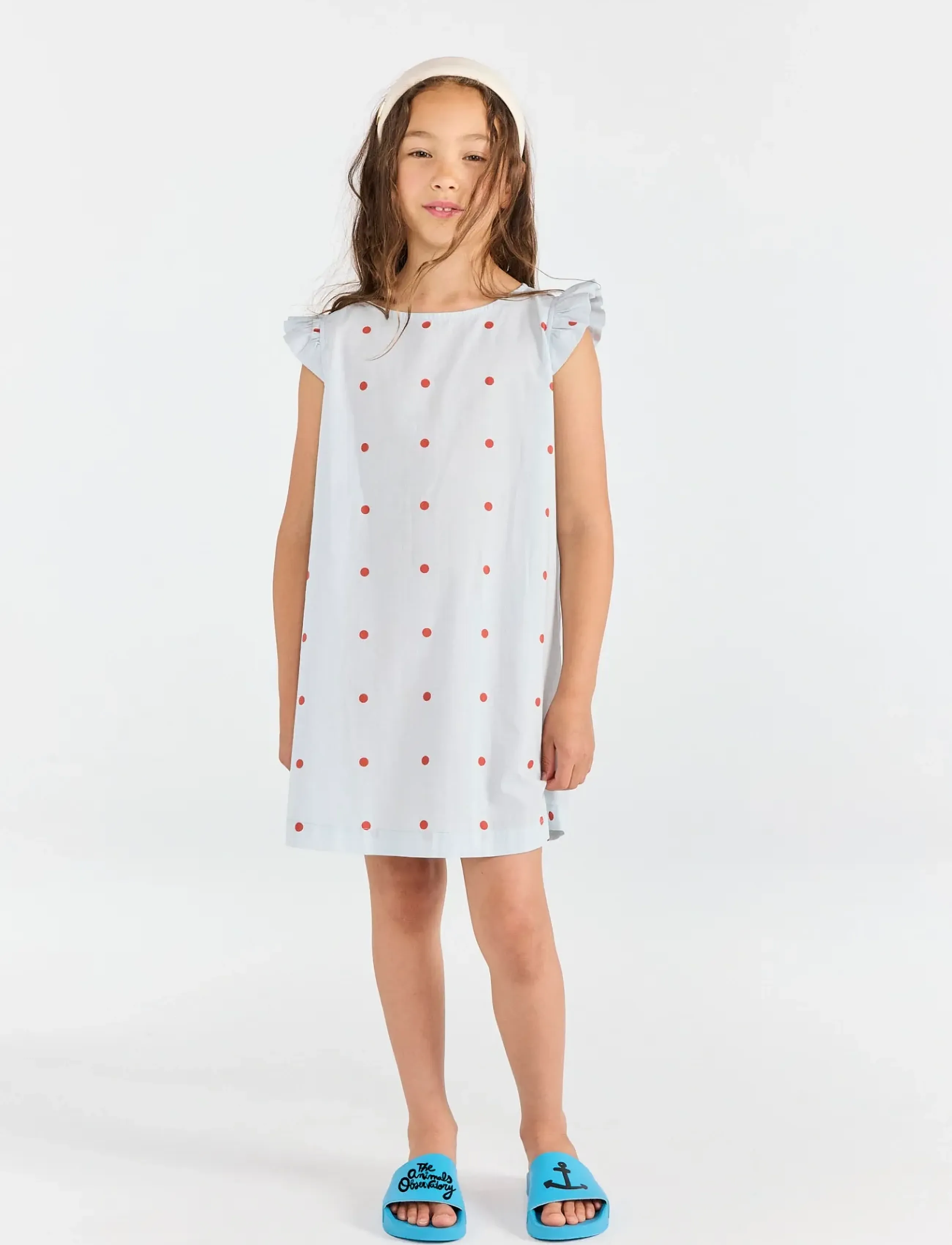 THE ANIMALS OBSERVATORY Firefly Kid Dress White Tree, 104, Casual Dresses, Blau - Short-sleeved Kinder