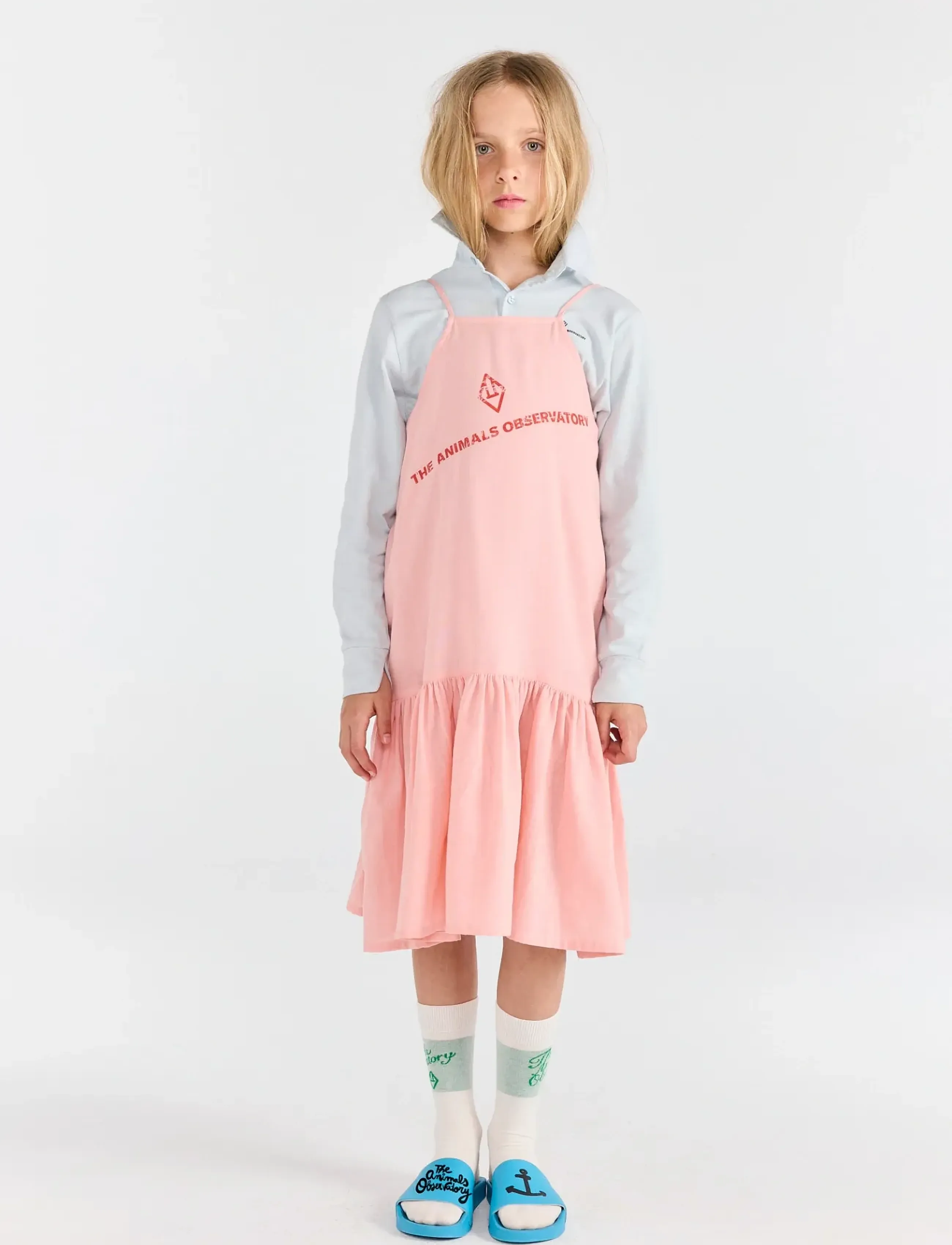 THE ANIMALS OBSERVATORY Hummingbird Kid Dress Soft Pink, 116, Casual Dresses, Rosa - Sleeveless Kinder