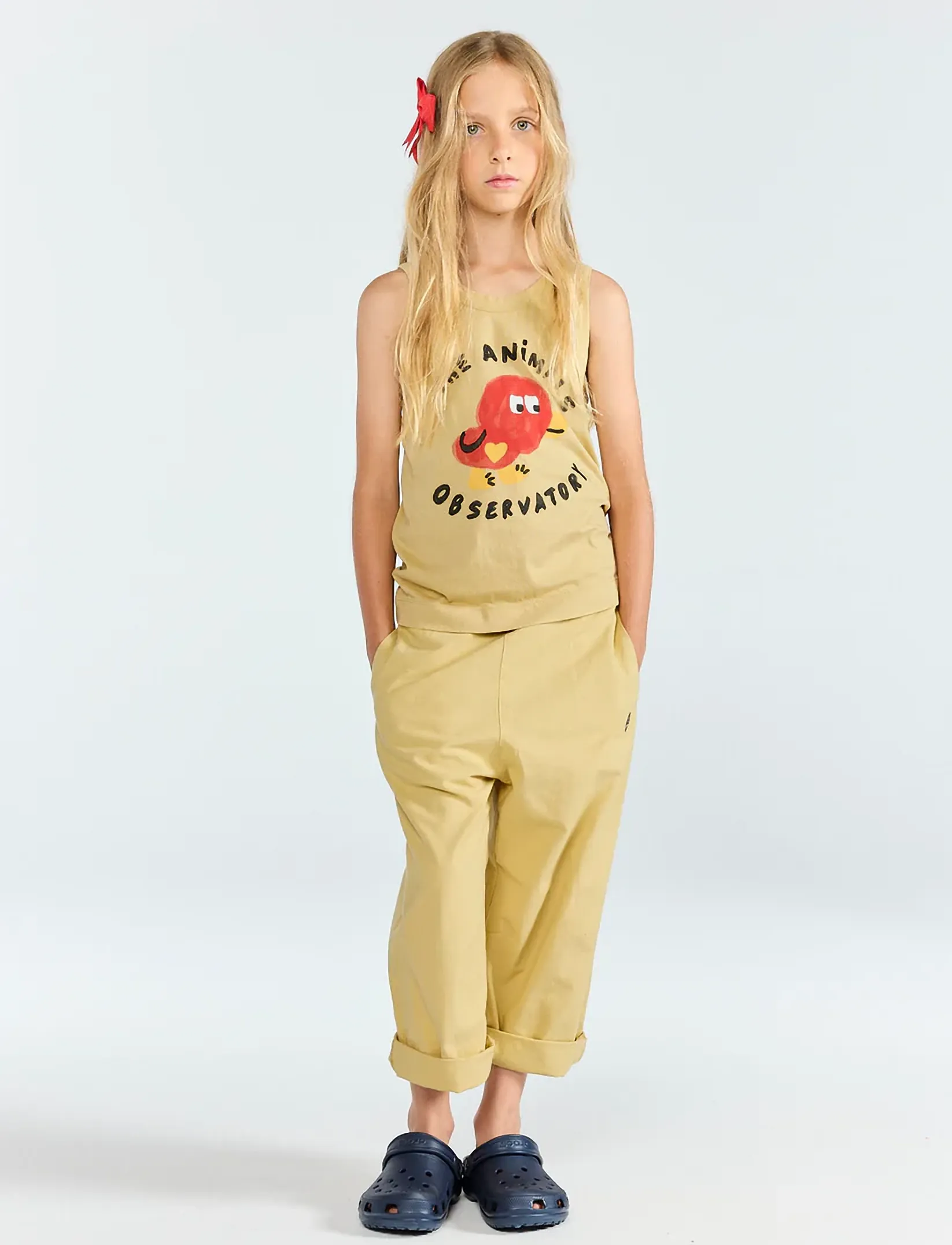 THE ANIMALS OBSERVATORY FROG KID TANK TOP SOFT BROWN - Toppar & T-shirts - SOFT BROWN / beige