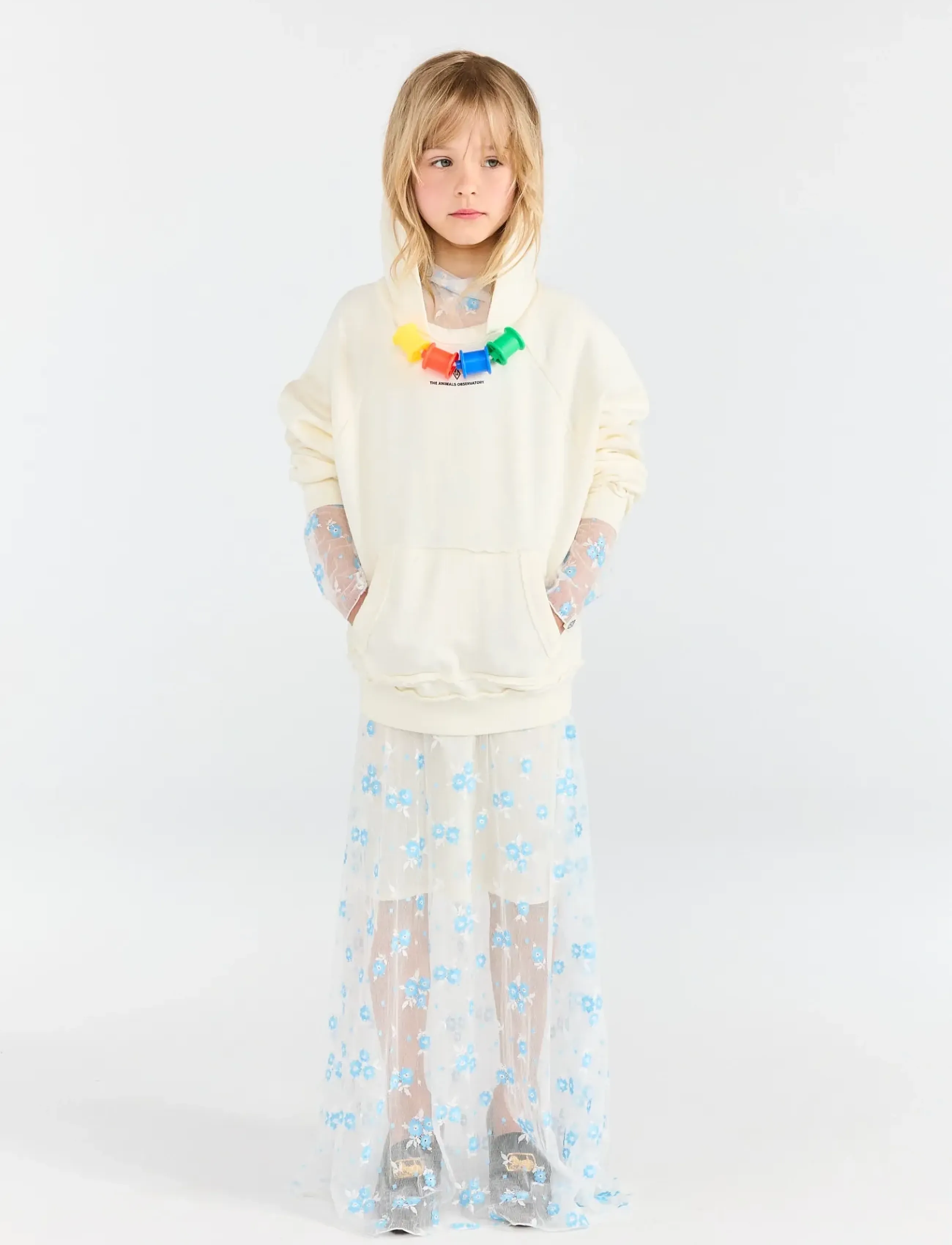THE ANIMALS OBSERVATORY Beaver Kid Hoodie White Telephone, 98, Cream, Sweatshirts & Hættetrøjer > Hættetrøjer, Børn
