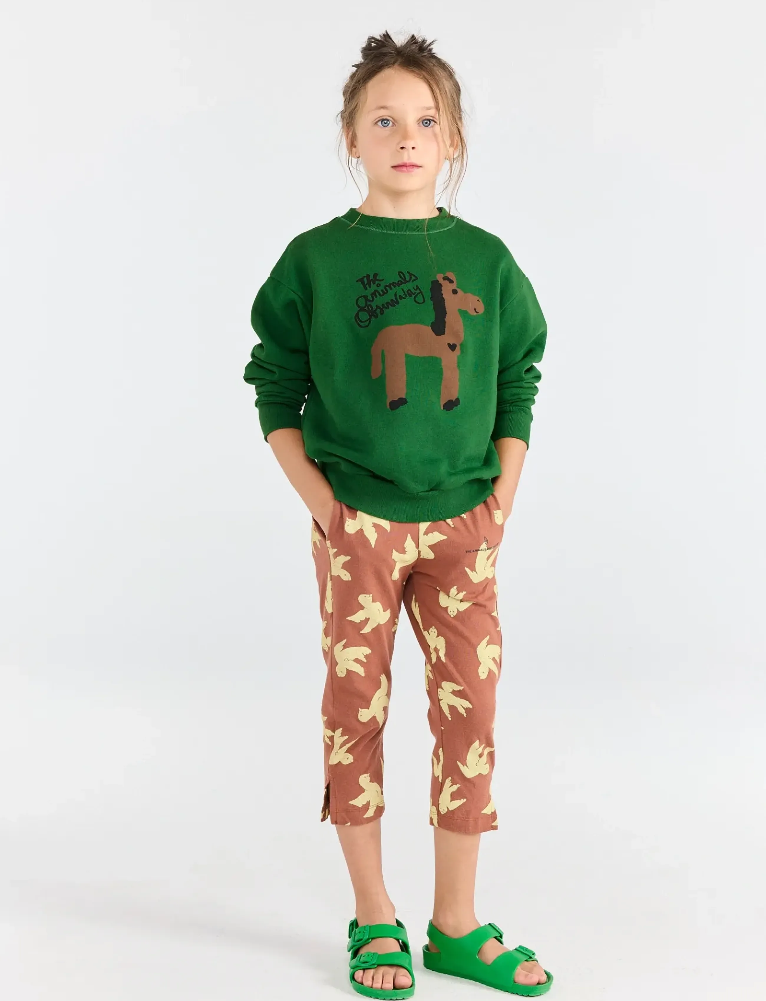 THE ANIMALS OBSERVATORY BEAR KID SWEATSHIRT DARK GARDEN - Överdelar - DARK GARDEN / green