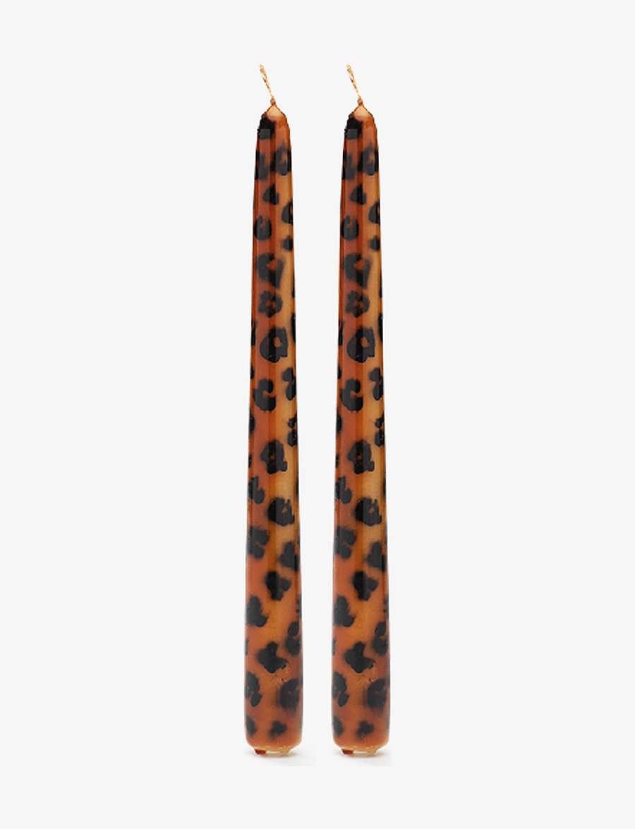 Anna + Nina - Leopard Candle - Set of 2 - pikad küünlad - brown - 0